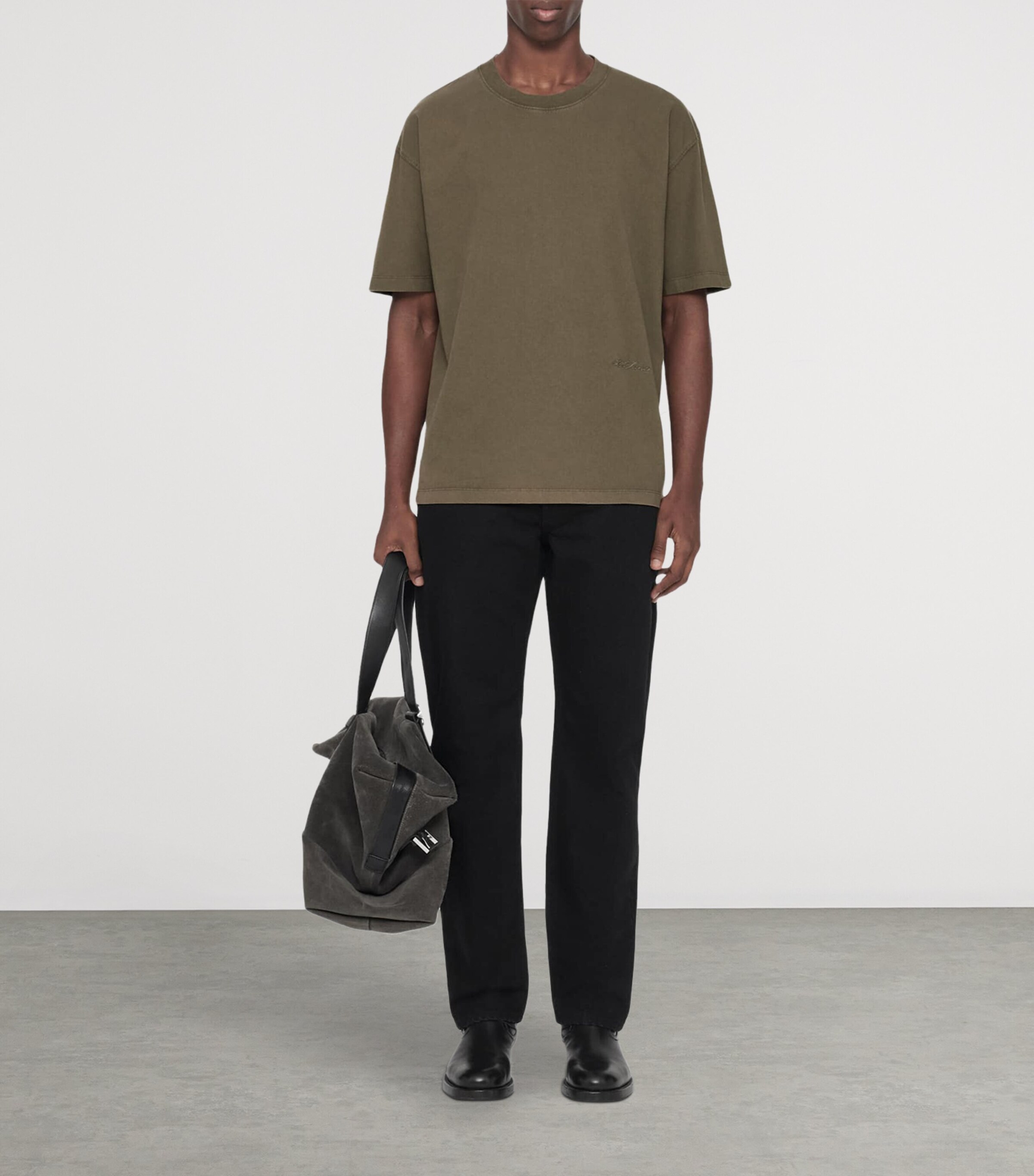 AllSaints Mens Organic Cotton Maddox T-Shirt Washed Khaki Image 2