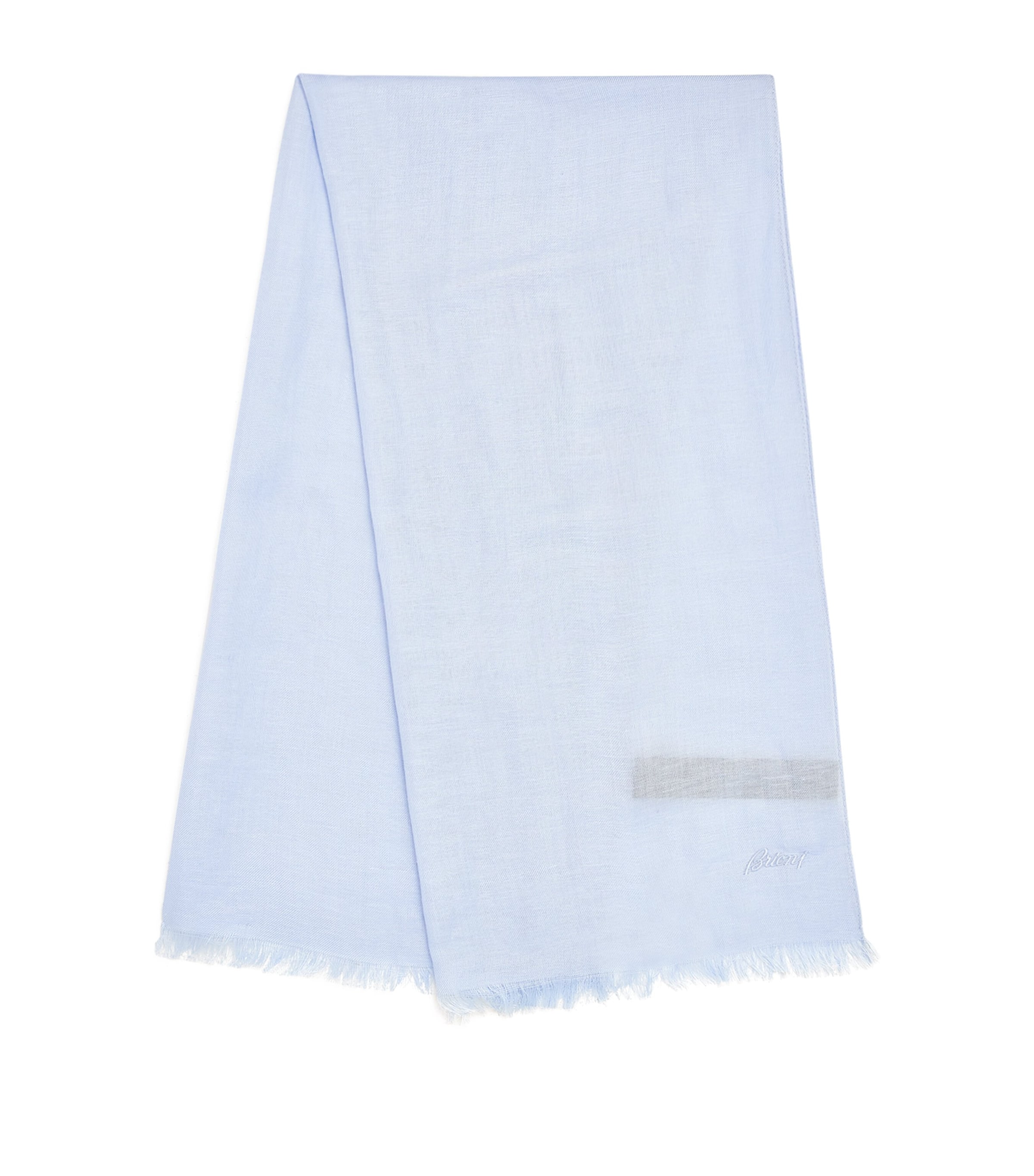 Brioni Linen-silk Logo Scarf In Blue