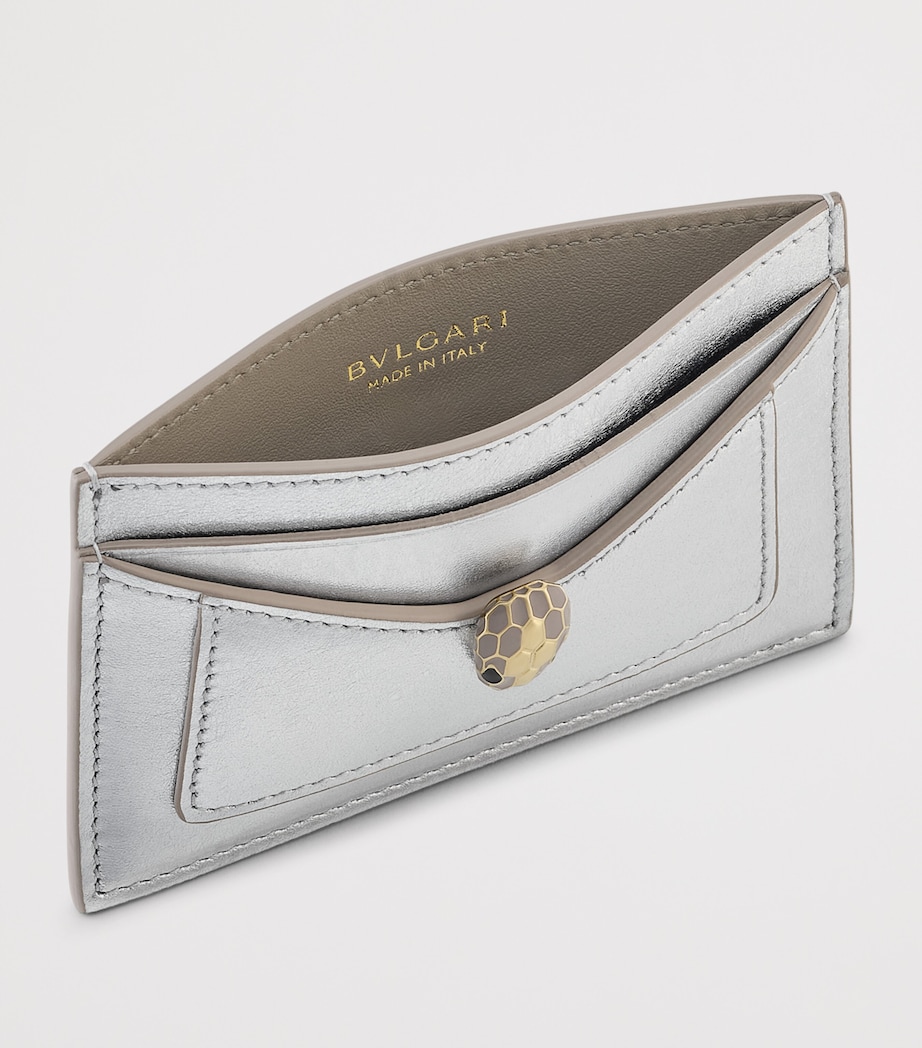 Bvlgari Metallic Leather Serpenti Forever Card Holder Silver Image 3