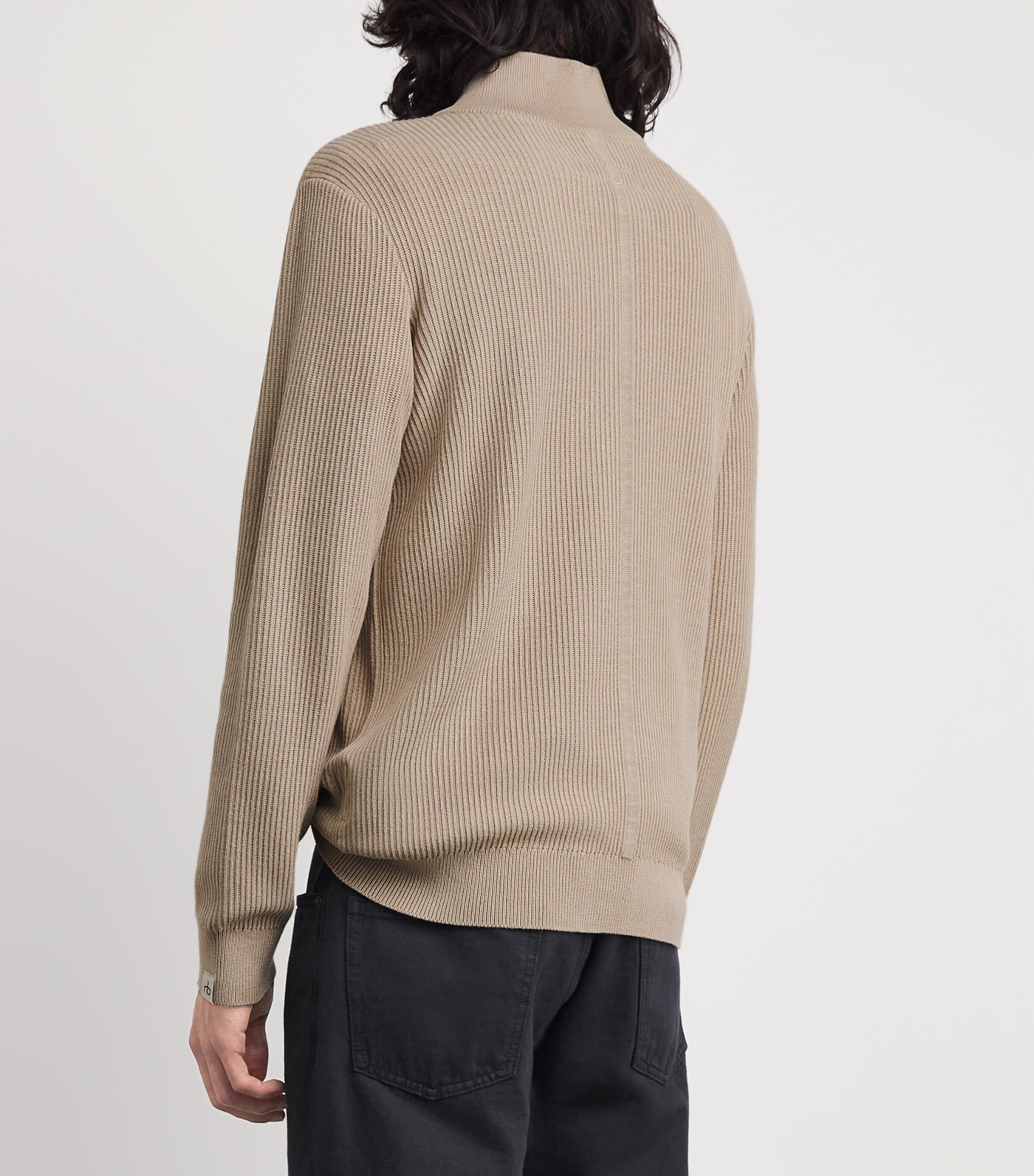 Rag & Bone Mens Knitted Quarter-Zip Sweater Taupe Image 4