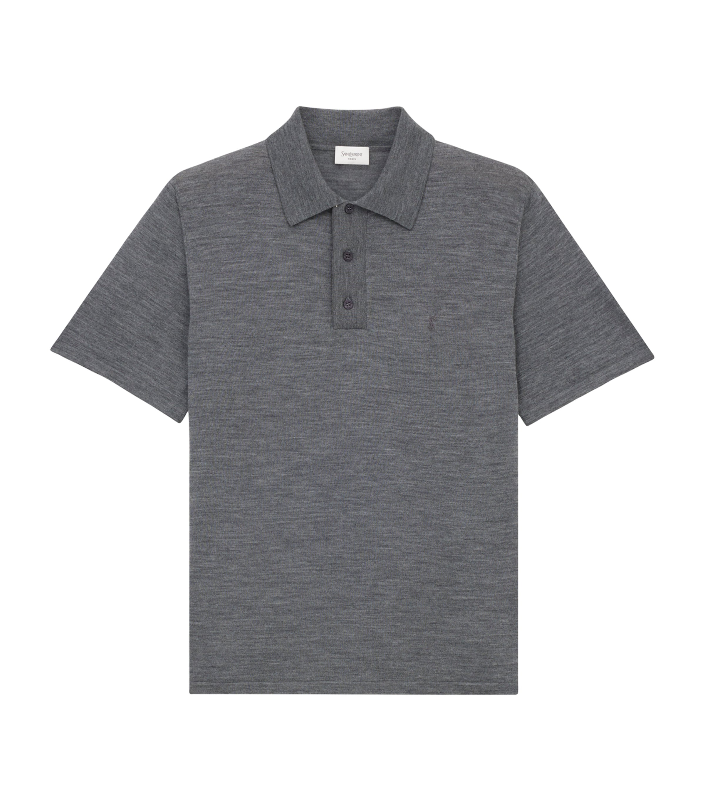 Saint Laurent Cassandre Short-sleeve Polo Shirt In Gray