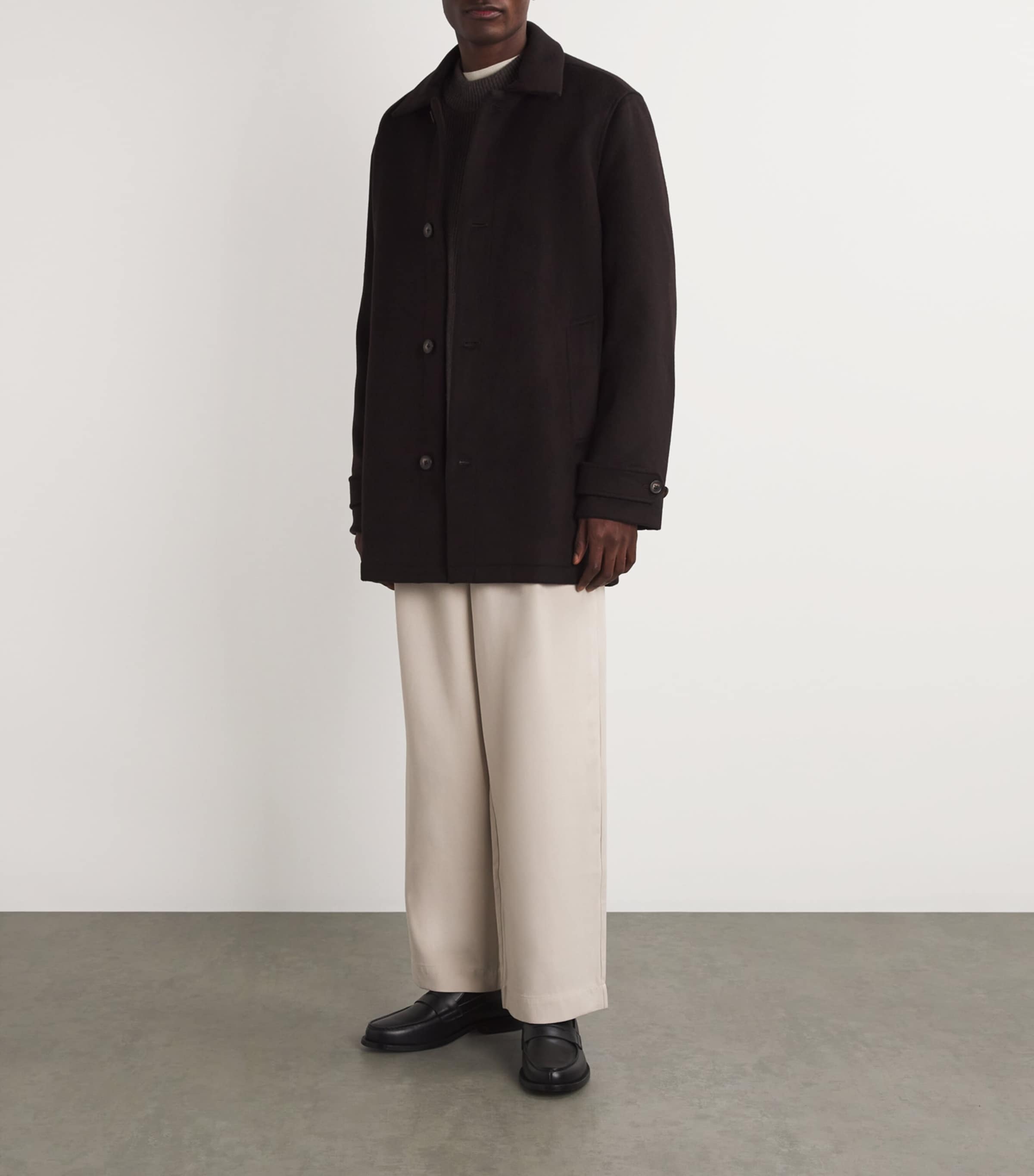 PAIGE Mens Wool-Blend Pennington Overcoat Warm Cocoa Image 2