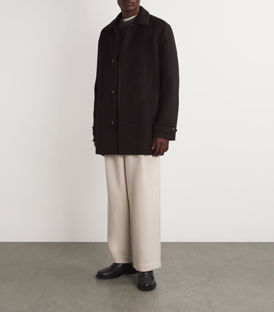 PAIGE Mens Wool-Blend Pennington Overcoat Warm Cocoa Image 2