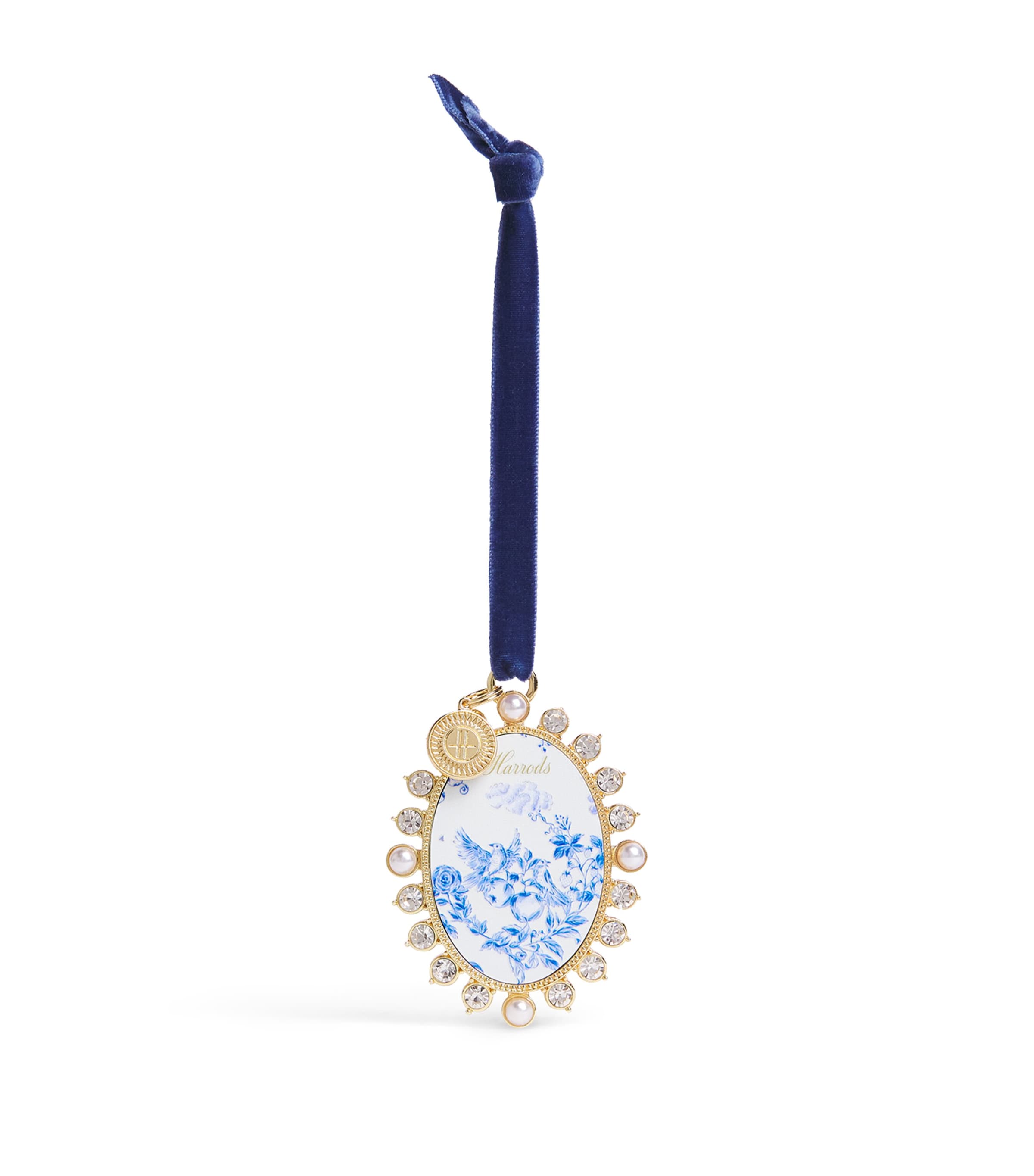 Harrods Crystal-Embellished Toile Cameo Tree Decoration Gold Image 1