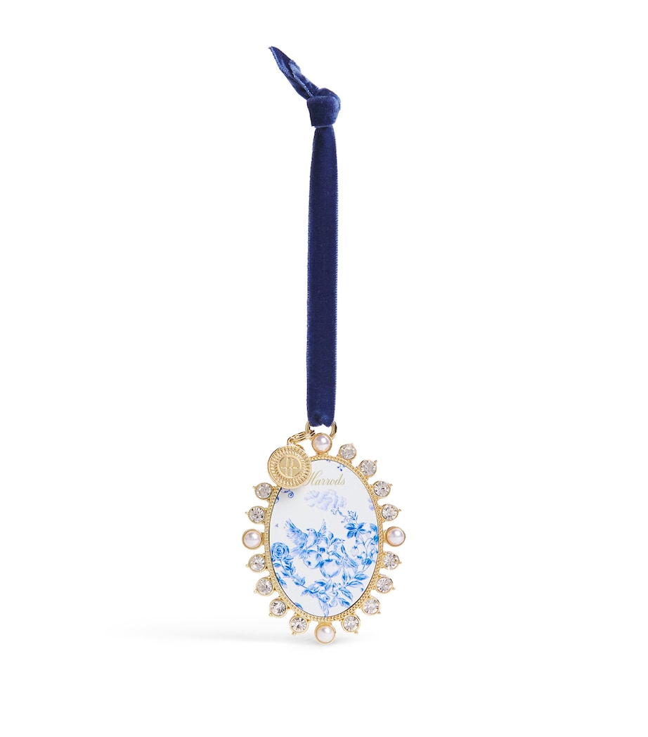 Harrods Crystal-Embellished Toile Cameo Tree Decoration Gold Image 1