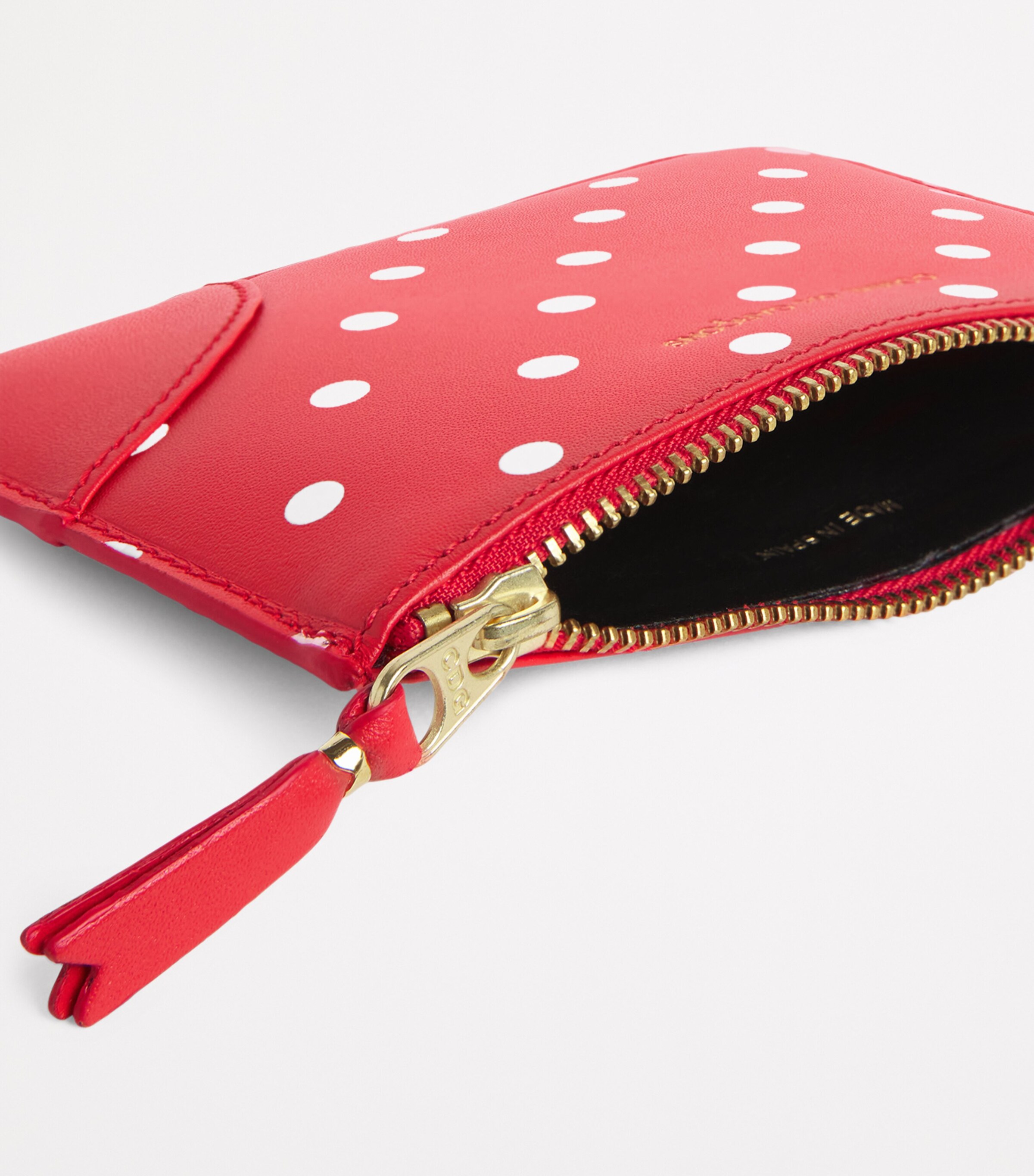 Comme Des Garçons Wallet Leather Polka-Dot Zipped Pouch Red Image 4