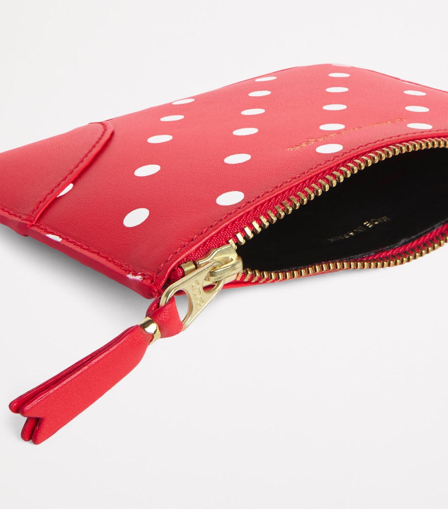 Comme Des Garçons Wallet Leather Polka-Dot Zipped Pouch Red Image 4