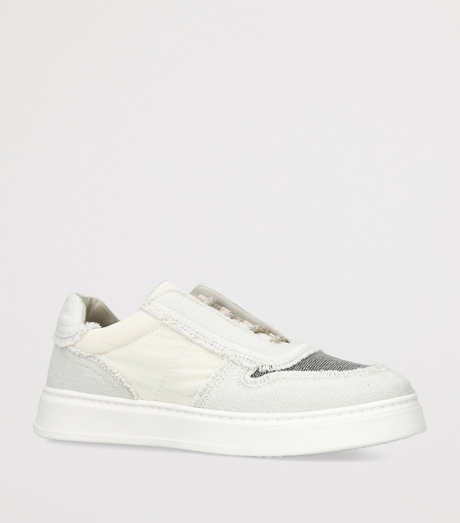 Brunello Cucinelli Kids Distressed Canvas Sneakers Bone/comb Image 3