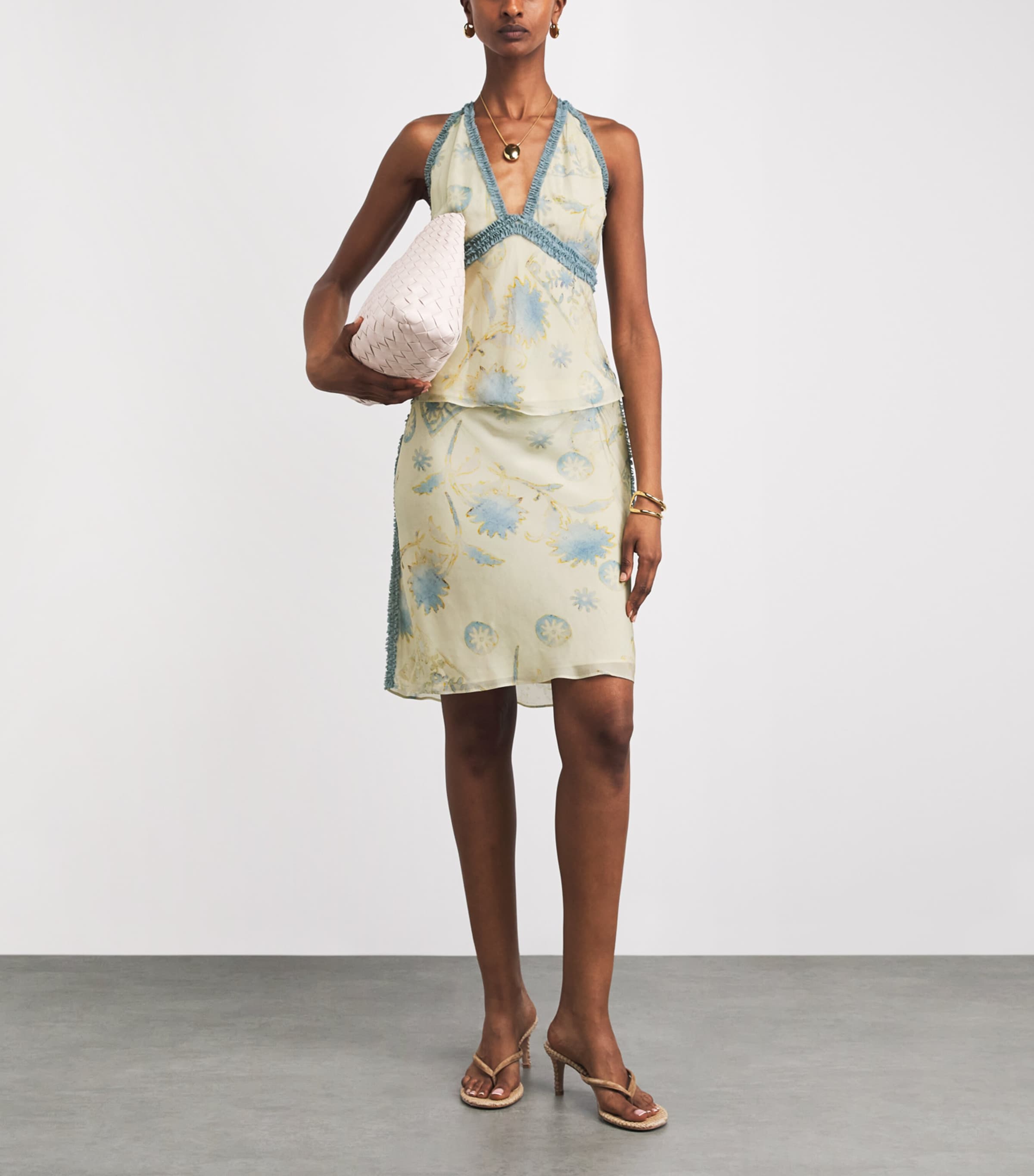 SIR. Womens Satin Floral Cecile Midi Skirt Eira Butter Image 2
