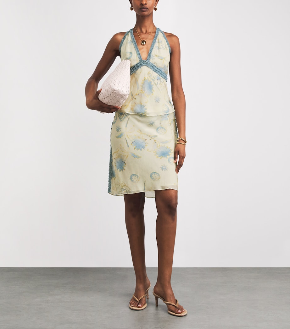 SIR. Womens Satin Floral Cecile Midi Skirt Eira Butter Image 2