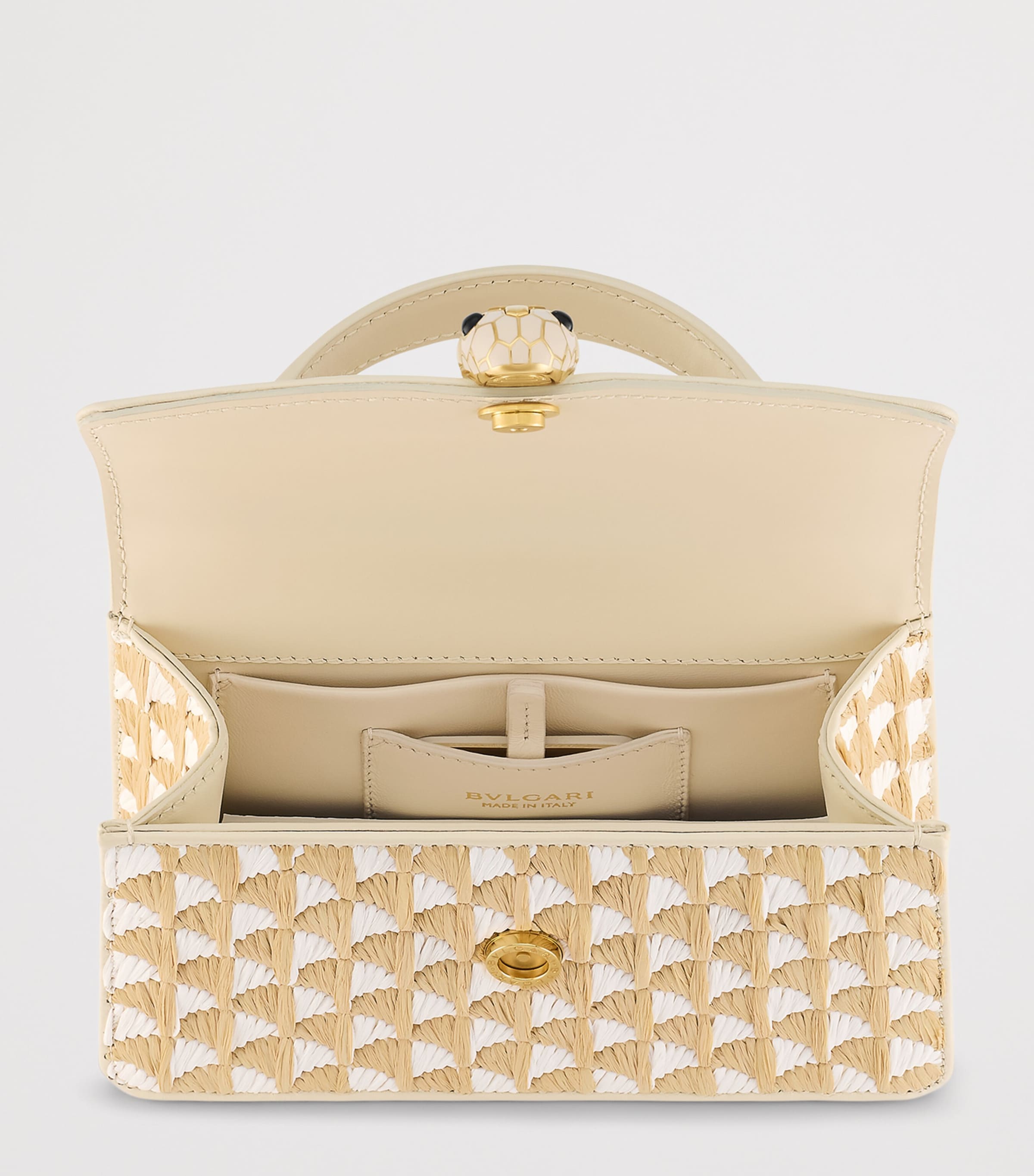 Bvlgari Mini Raffia Serpenti Forever Top-Handle Bag Beige Medium Image 4
