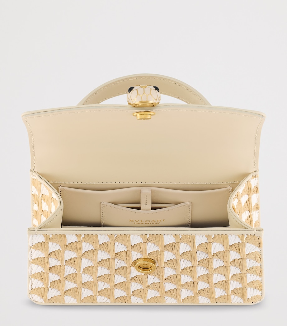 Bvlgari Mini Raffia Serpenti Forever Top-Handle Bag Beige Medium Image 4