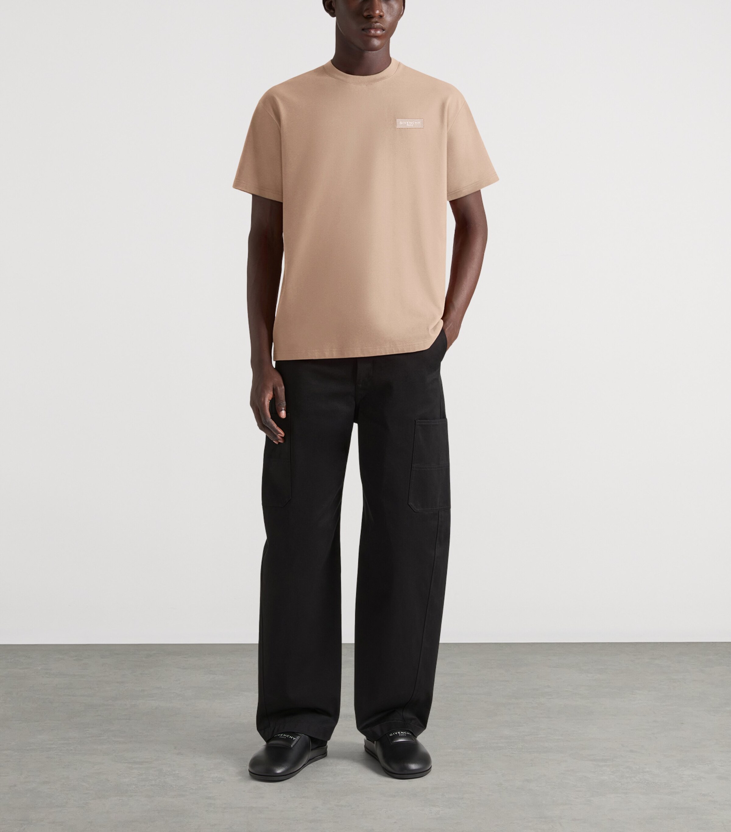 Cotton Embroidered T-Shirt BEIGE Image 2