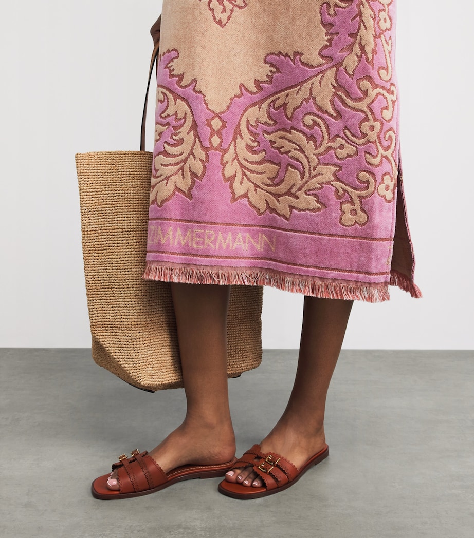 Zimmermann Womens Towelling Floral Aster Midi Dress Cream Pink Image 5