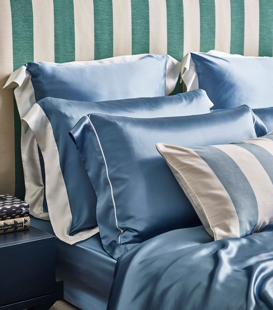 Silk King Pillowcase (50cm x 90cm) SMMRHLL BLUE & IVORY Image 3