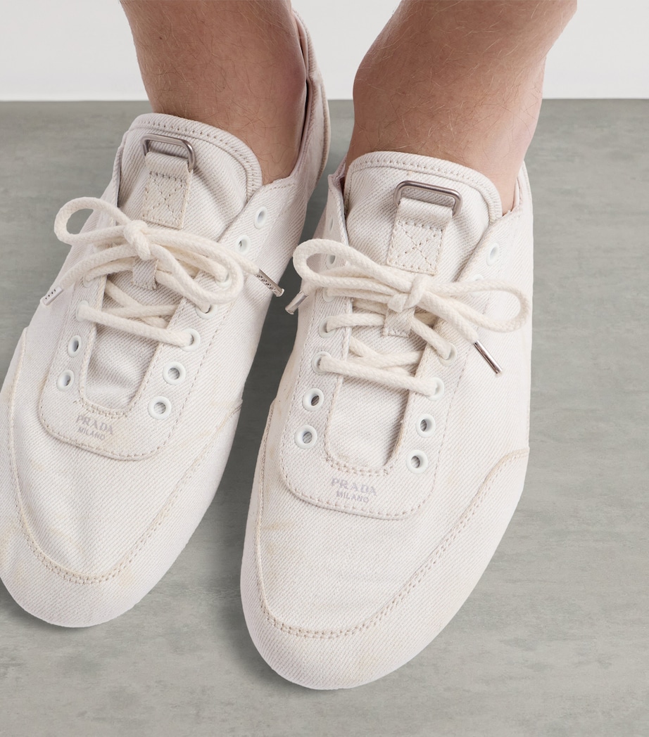 Prada Denim Collapse Sneakers White Image 3