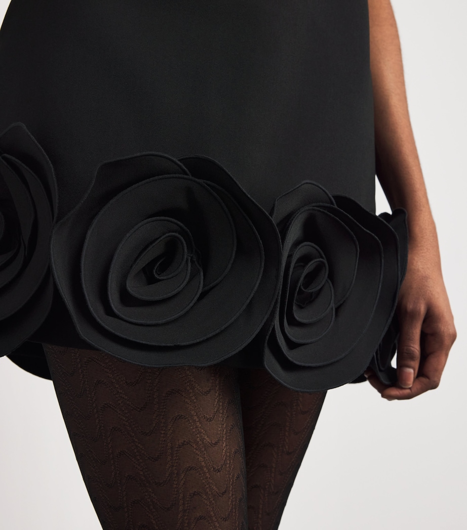 Crepe 3D Flower Mini Dress BLACK Image 6
