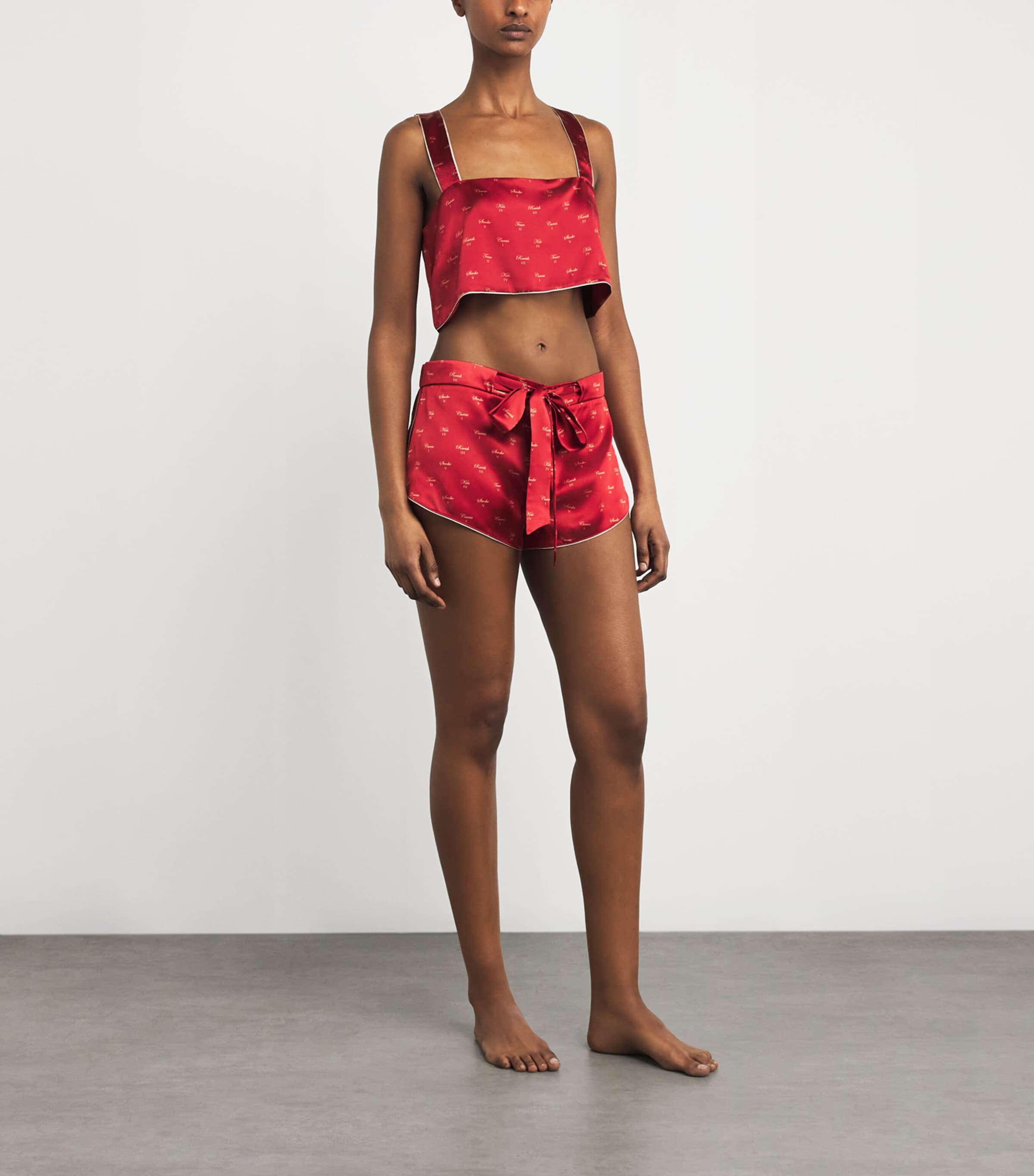 Silk Kiss Print Crop Top KIK RED / BUFF KRBU Image 2