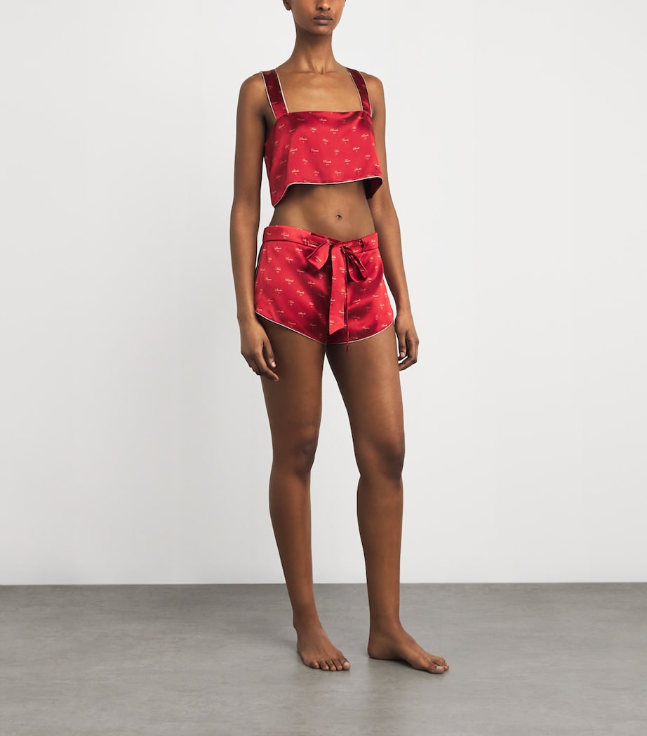 Silk Kiss Print Crop Top KIK RED / BUFF KRBU Image 2