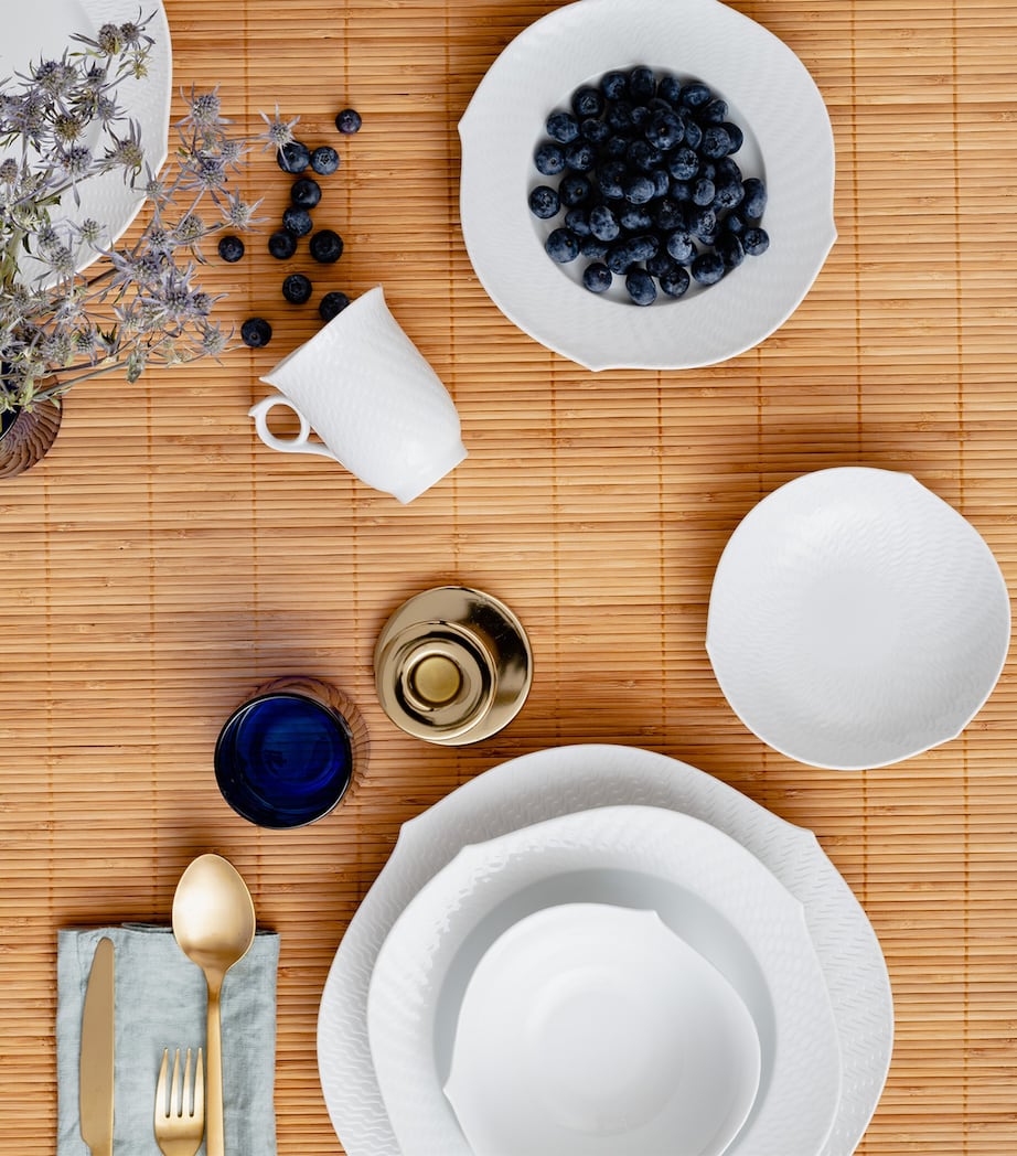 Wave Relief Coffee Cup and Saucer WHITE Image 3