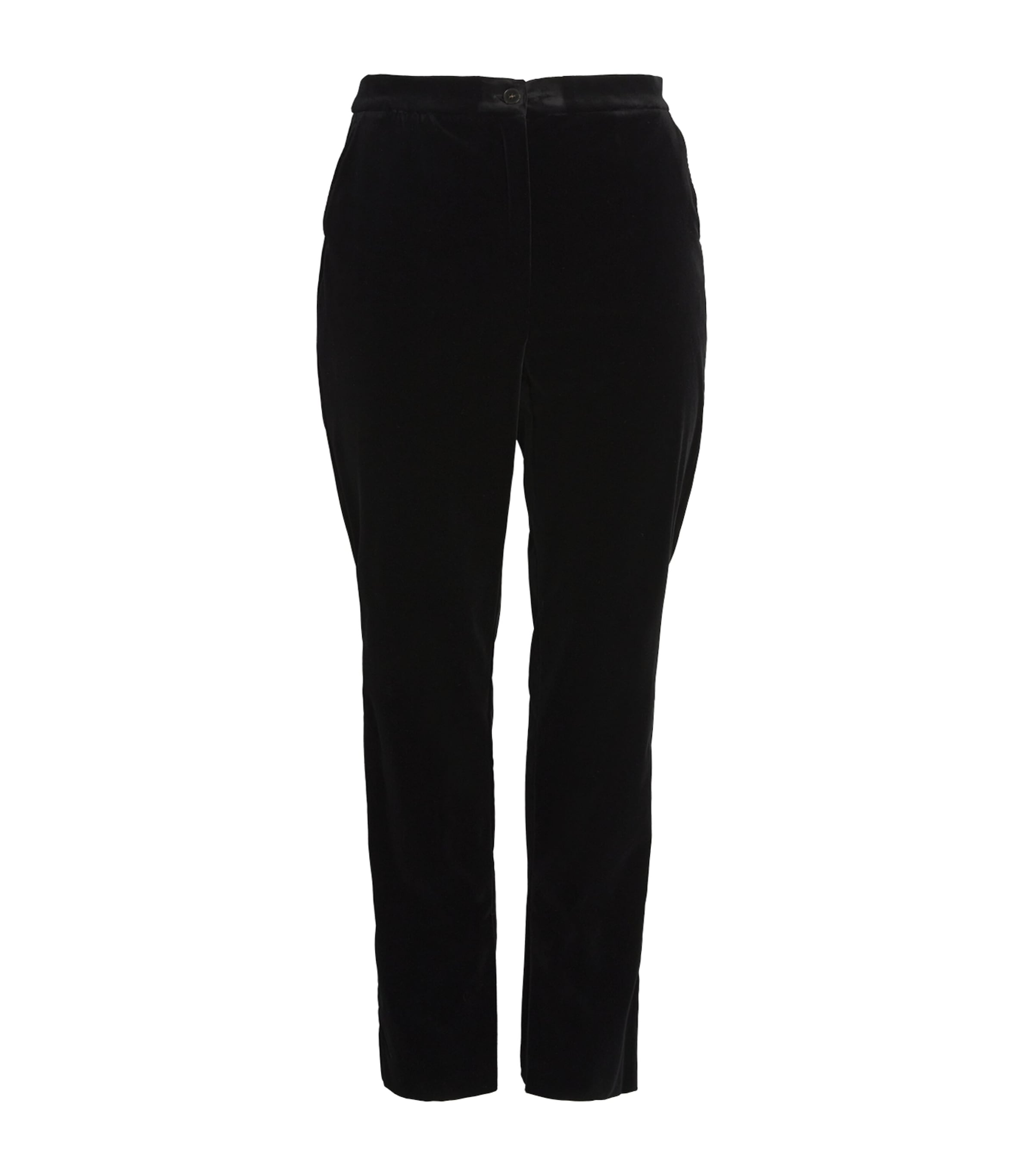 Shop Marina Rinaldi Velvet Straight Trousers In Black