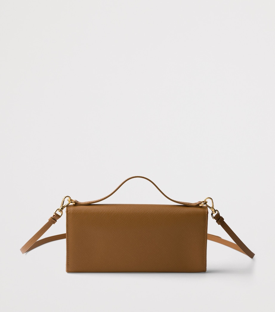 Prada Saffiano Leather Wallet with Shoulder Strap Brown Image 3