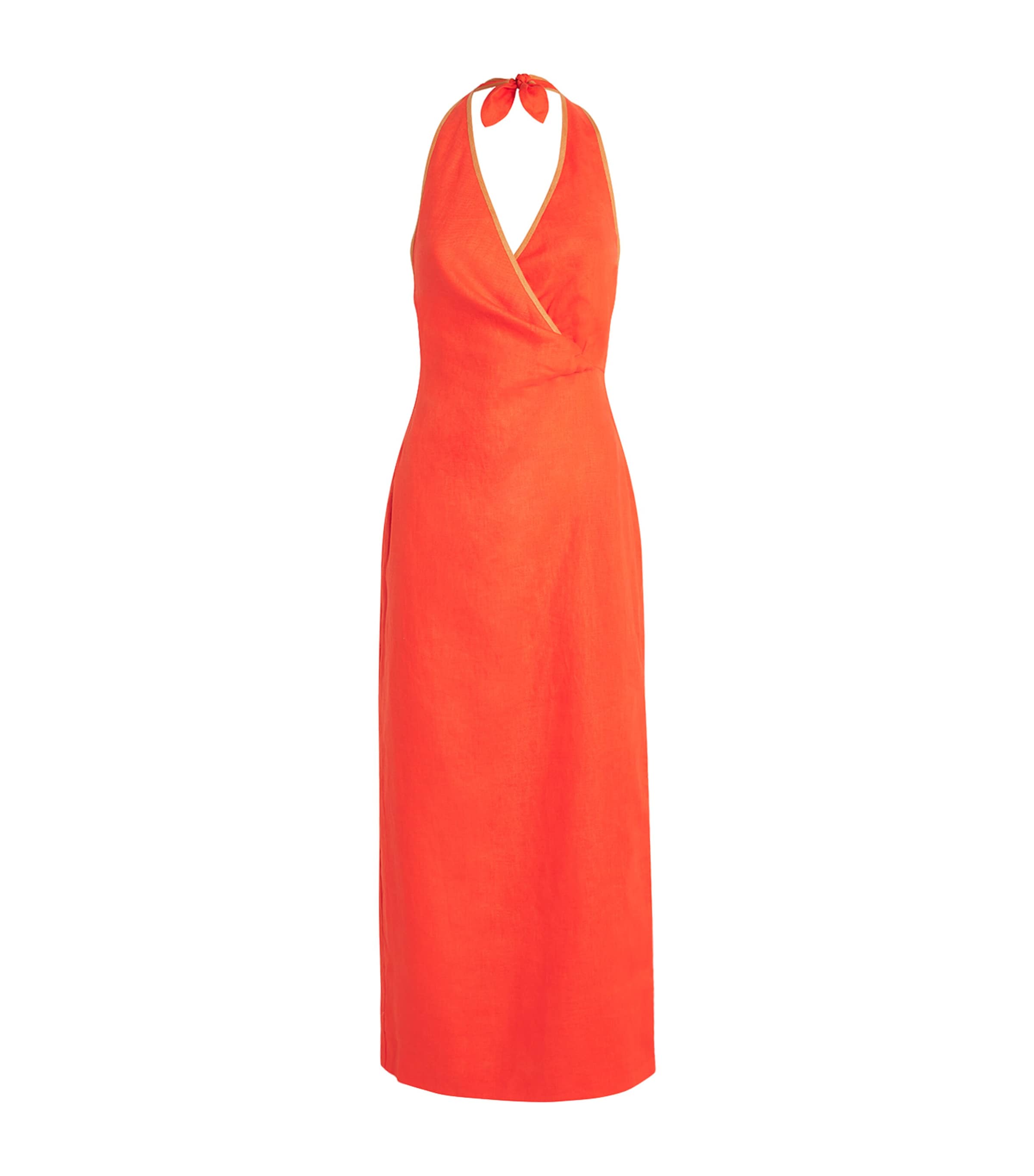 Sir Linen Panettone Midi Dress In Orange