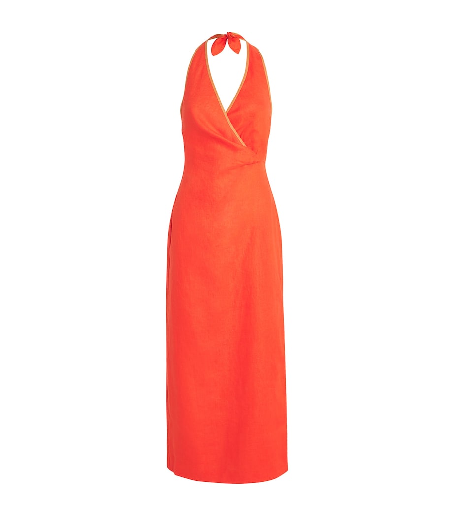Linen Panettone Midi Dress TANGERINE Image 1