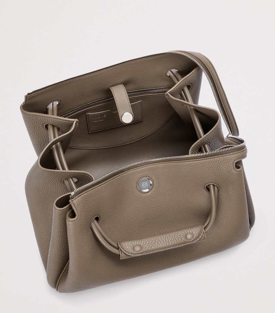 Large Grained Leather Madrid Shoulder Bag TAUPE Image 7