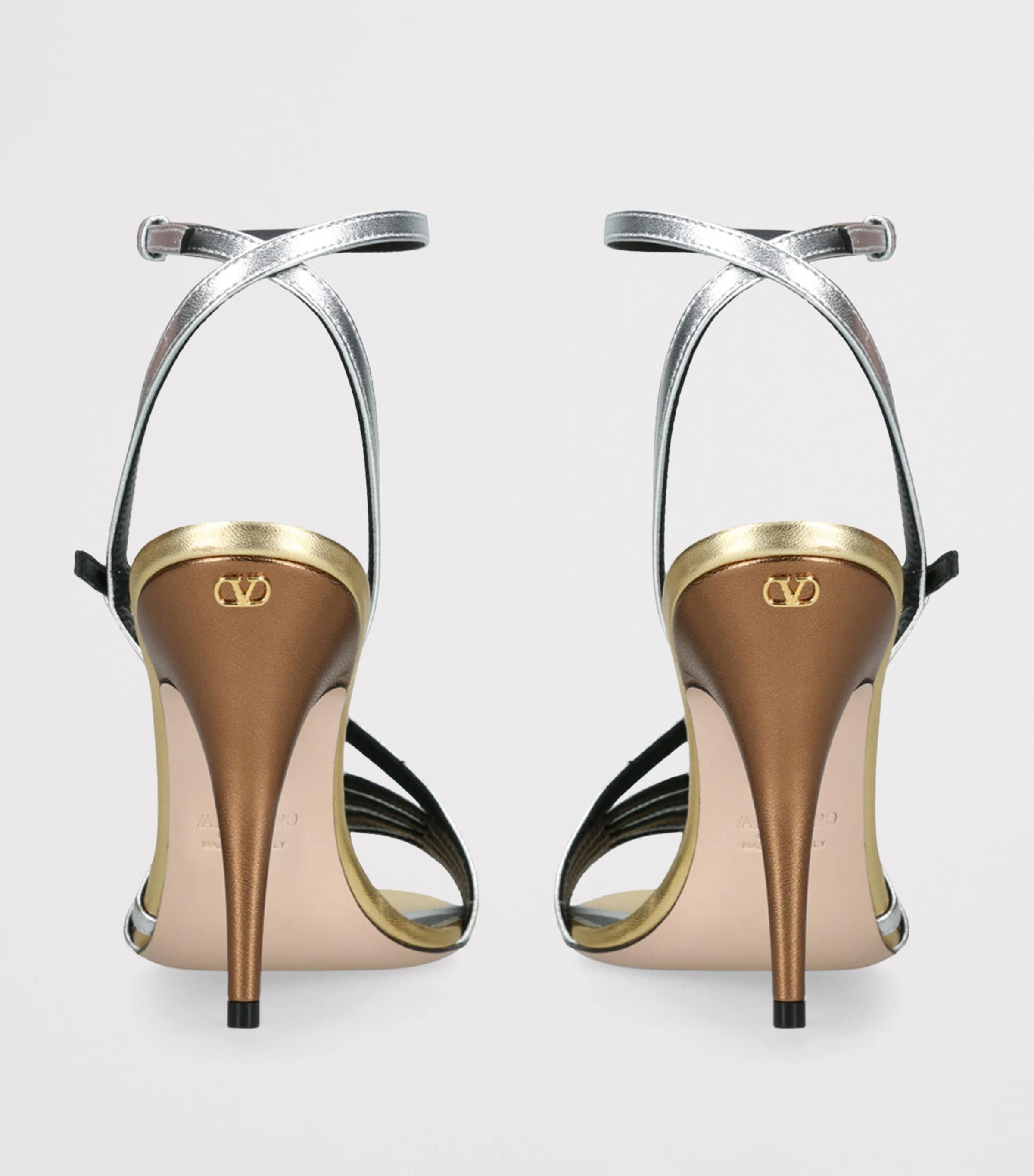 Leather Nodine Heeled Sandals 100 SILVER COM Image 2