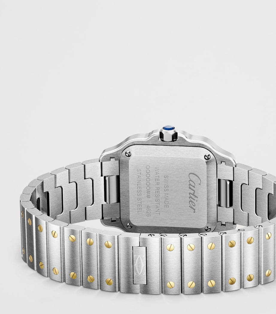 Small Yellow Gold and Steel Santos de Cartier Watch 34.5mm DARK BLUE Image 5