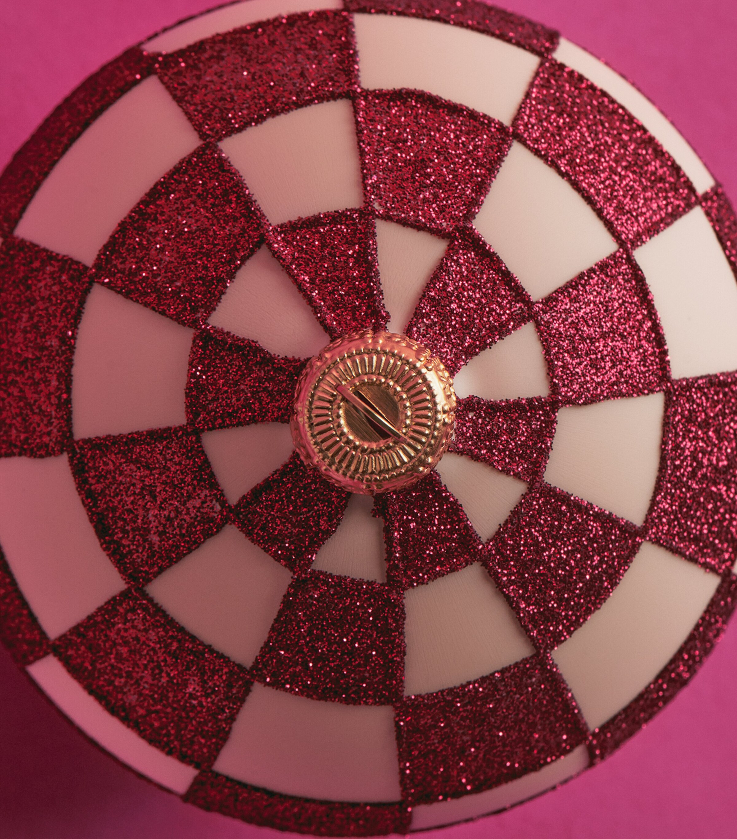 Harrods Glitter Chequered Bauble Pstel Pink Egg Shll Image 2