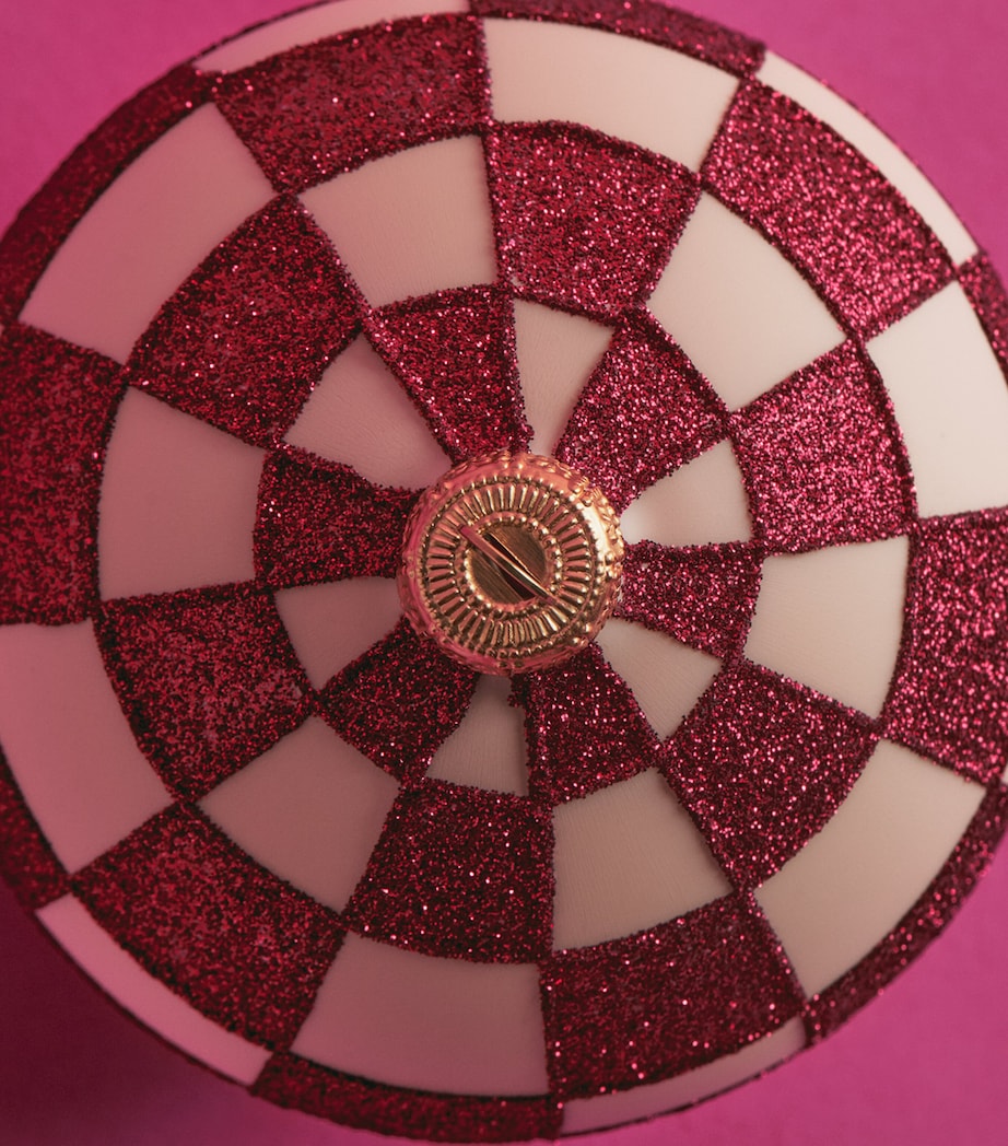 Harrods Glitter Chequered Bauble Pstel Pink Egg Shll Image 2