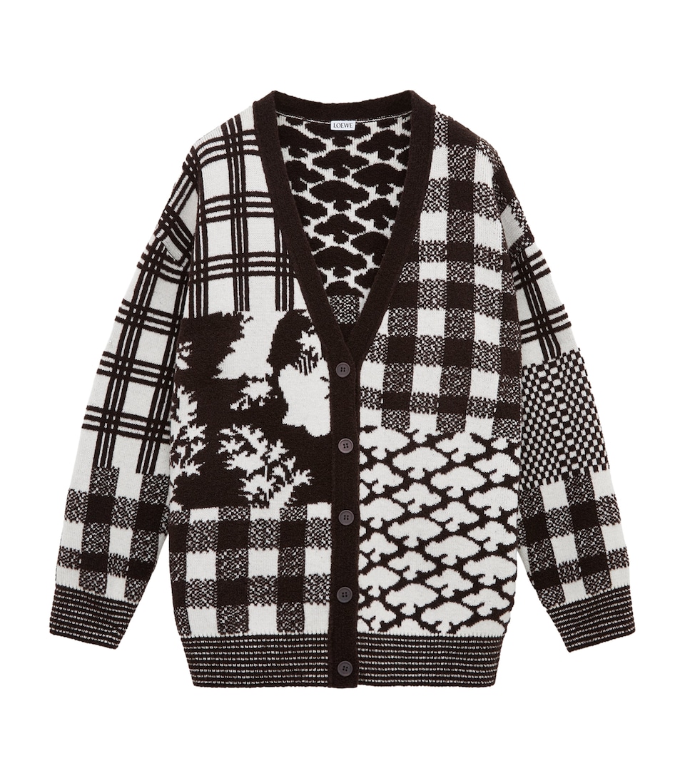 LOEWE x Cosima Von Bonin Wool-Blend Jacquard Cardigan Ecru/brown