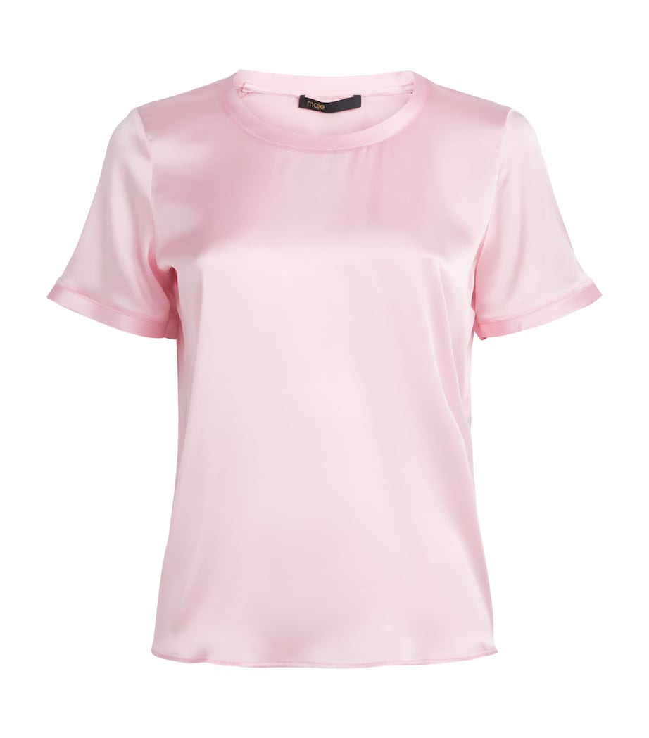 Maje Womens Silk T-Shirt Blouse Pink Image 1