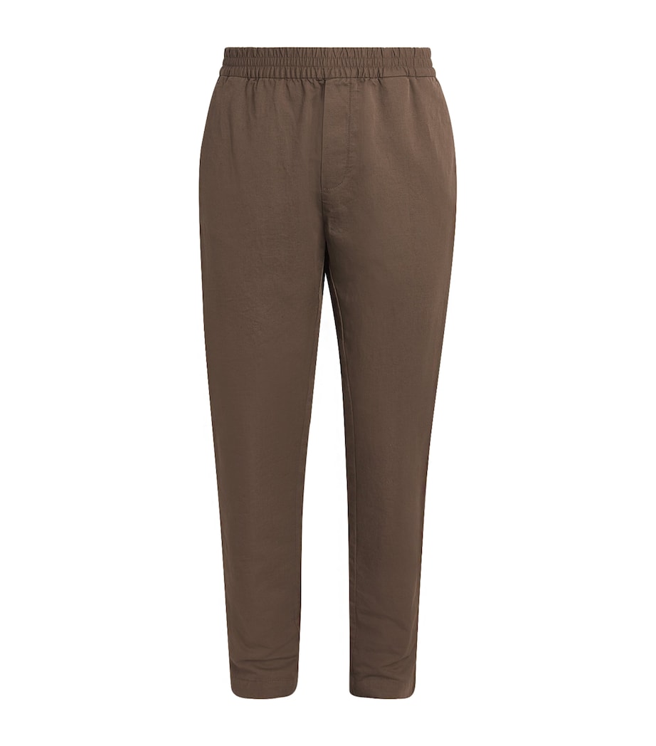 Sunspel Mens Cotton-Linen Straight Trousers Dark Image 1