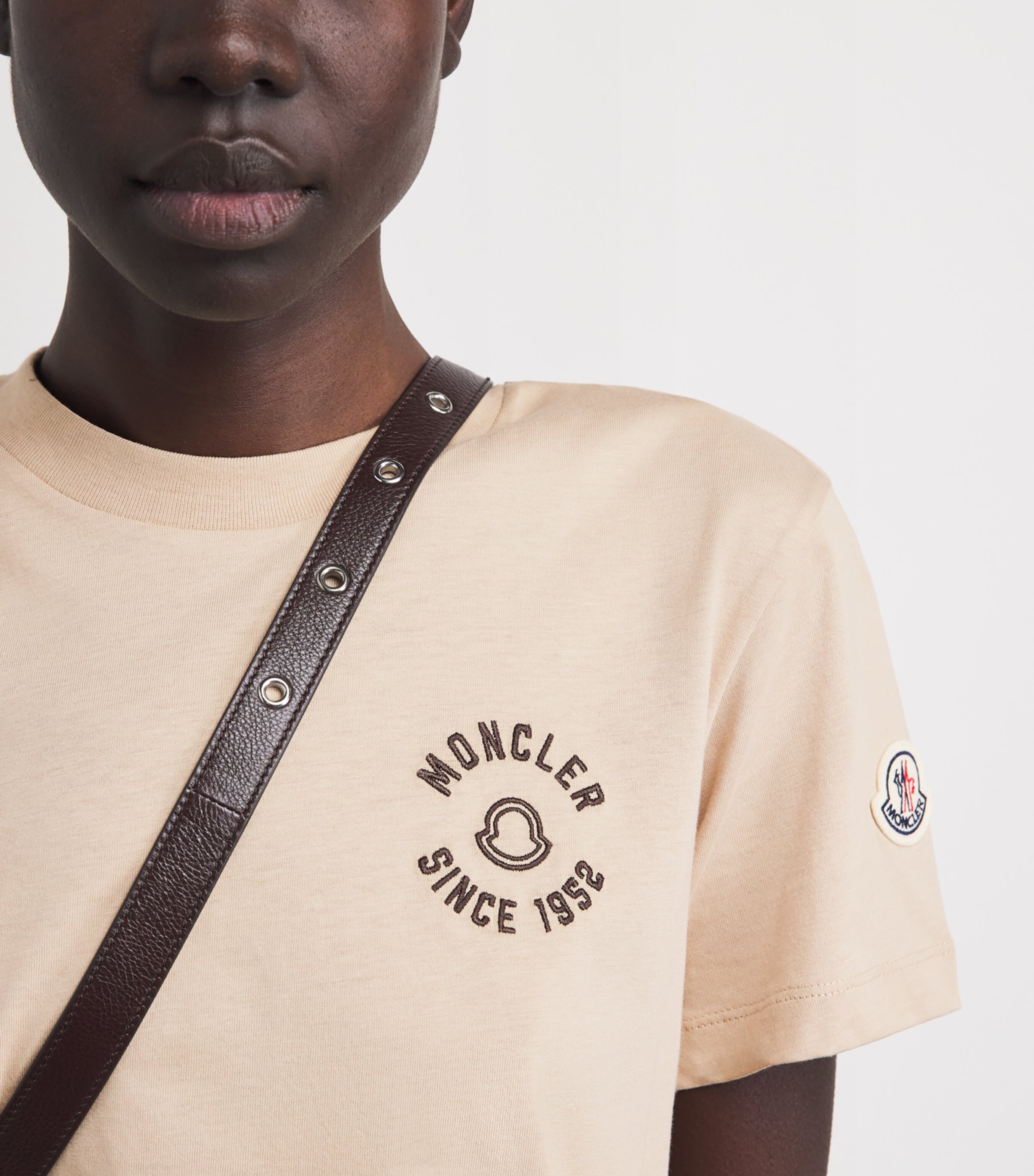 Moncler Womens Cotton Logo Embroidered T-Shirt Image 3