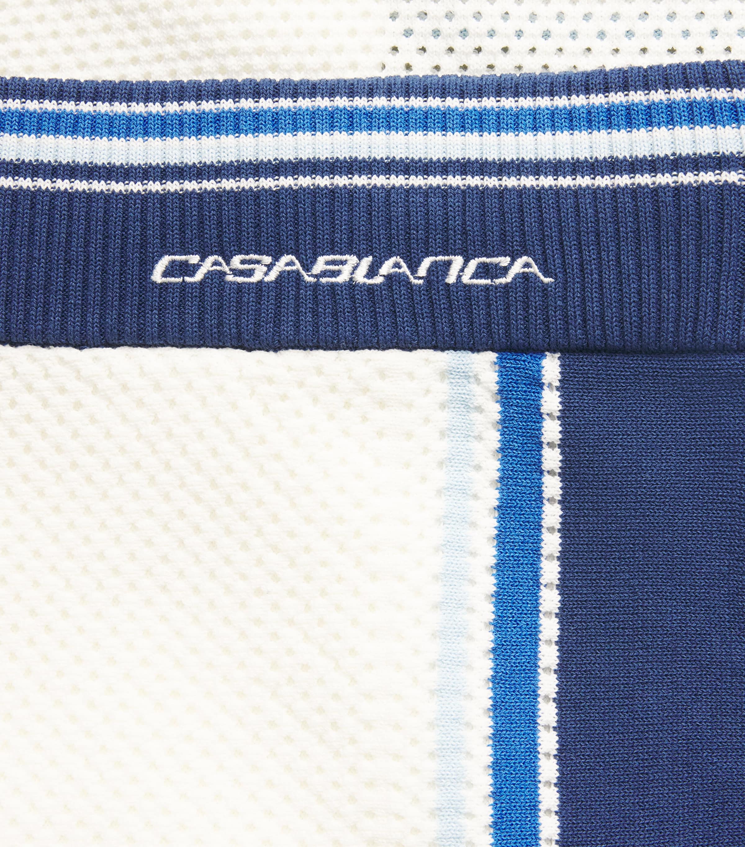 Casablanca Mens Mesh Stripe Sweat Shorts White / Blue Image 6