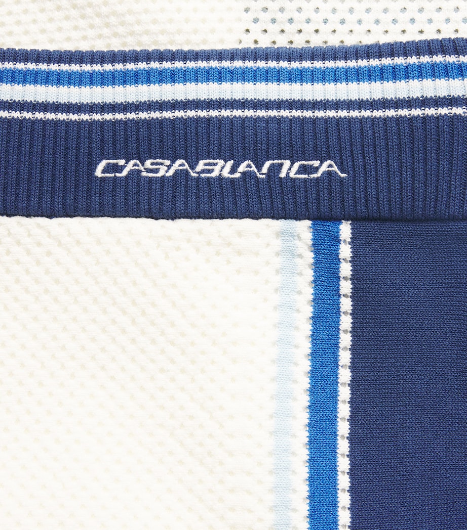Casablanca Mens Mesh Stripe Sweat Shorts White / Blue Image 6