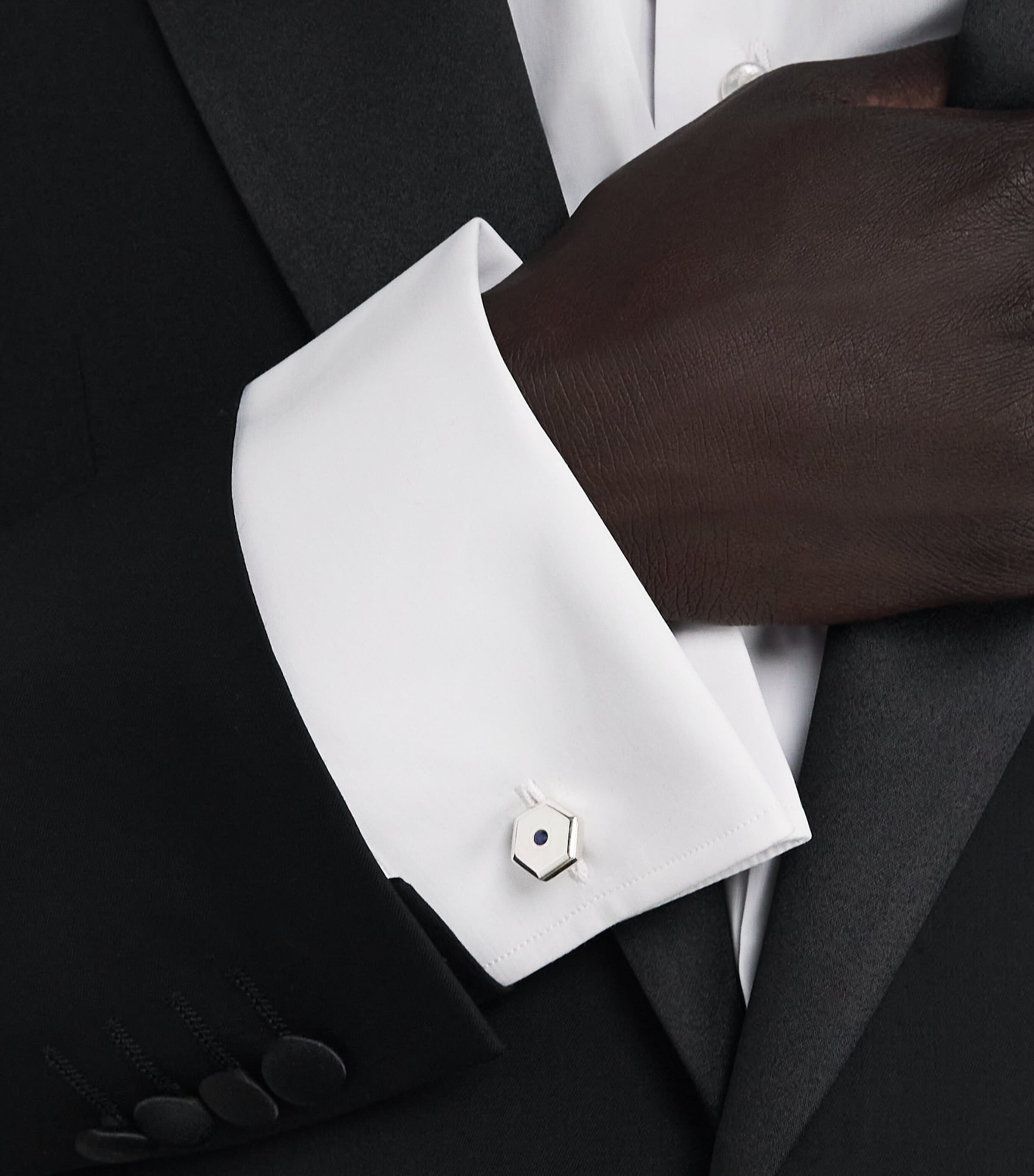 Sterling Silver, Sapphire and Mother-of-Pearl Cufflinks SILVER Image 5