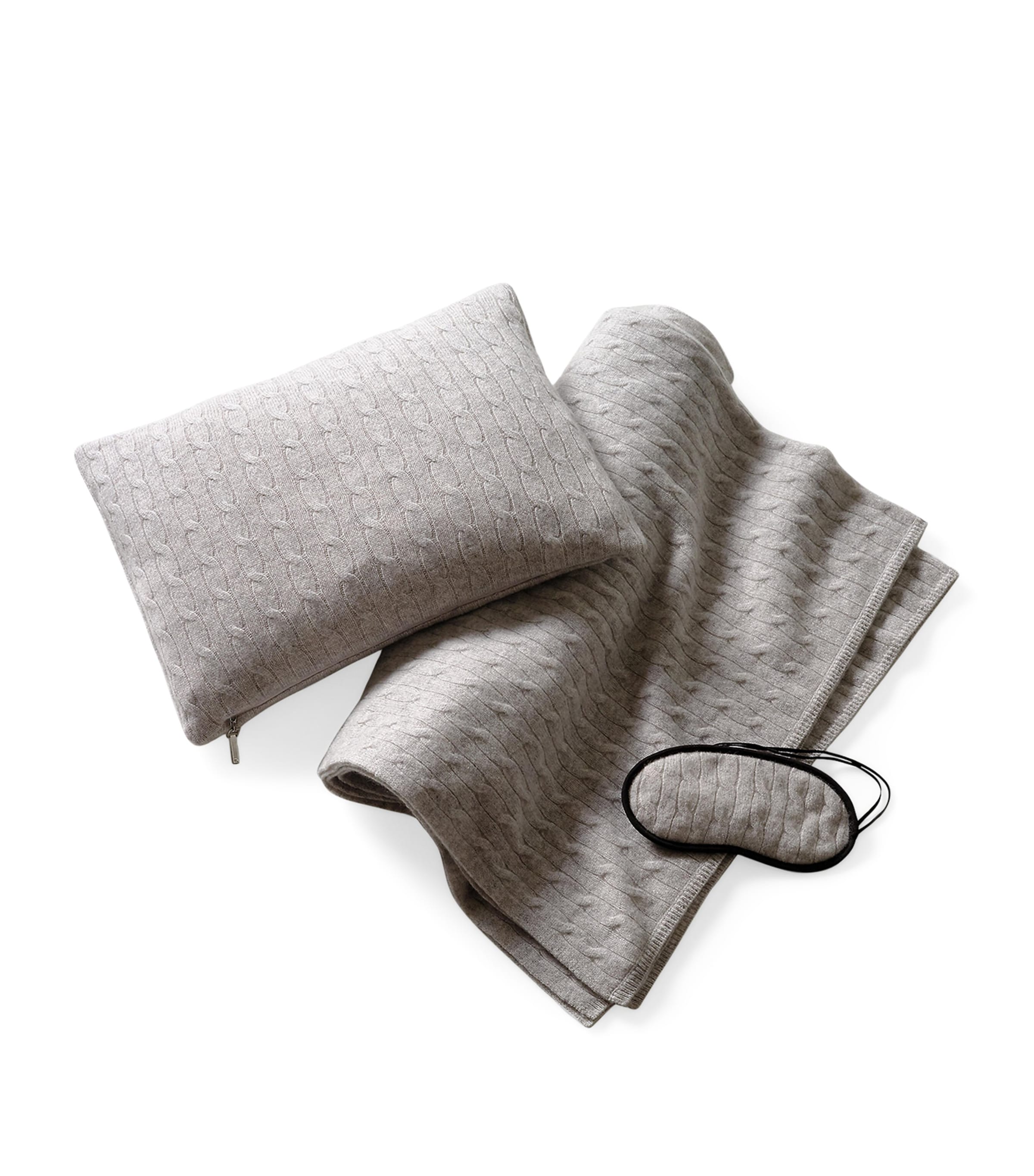 Ralph Lauren Home Cashmere Cable-Knit Travel Set | Home Furnishings | Throws | Bedding | Bedspreads & Bed Throws | Women Clothing | Nightwear | Sleep Masks | Designers | Ralph Lauren | Ralph Lauren Home