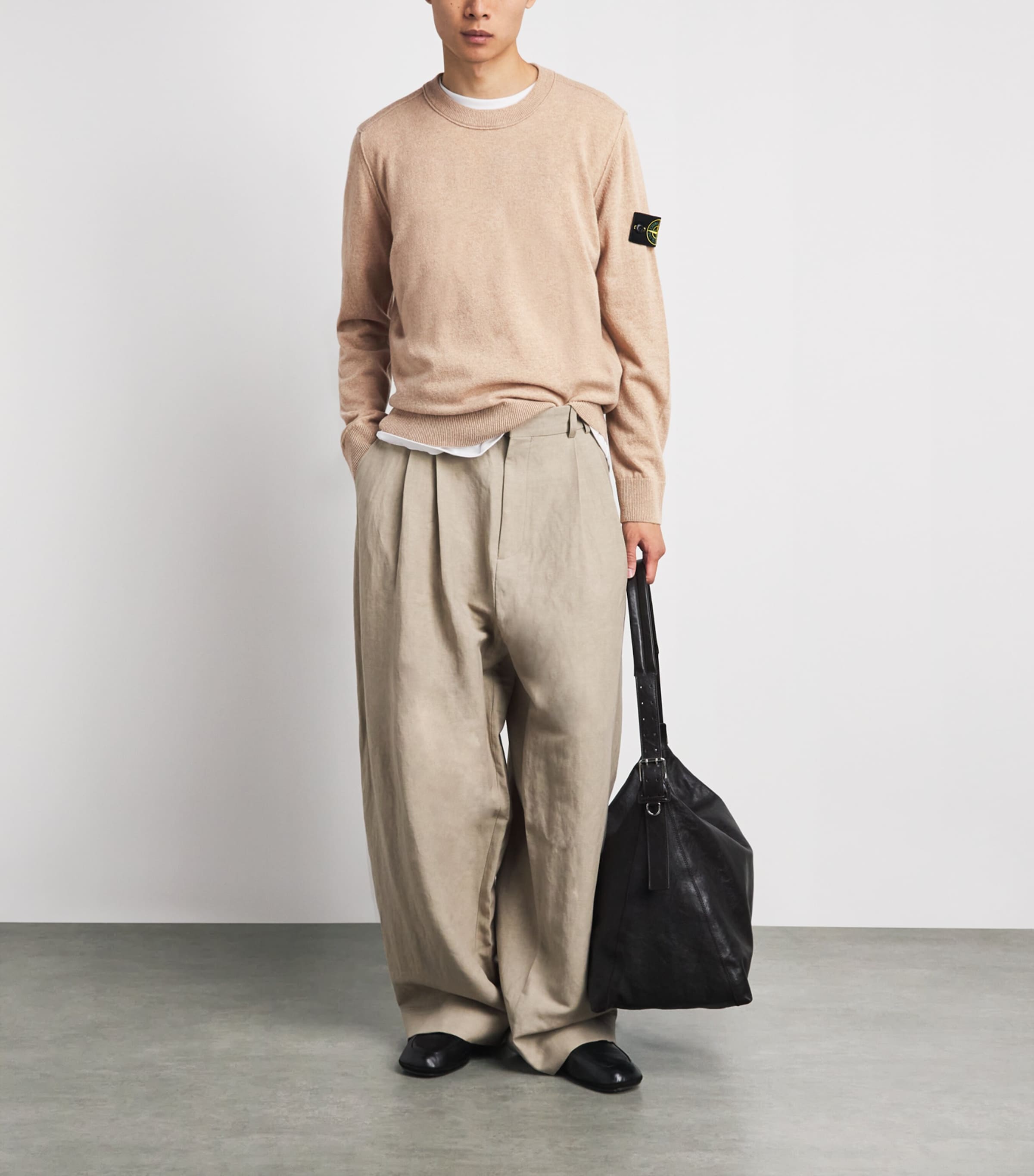 Stone Island Mens Virgin Wool Compass Logo Sweater Image 2