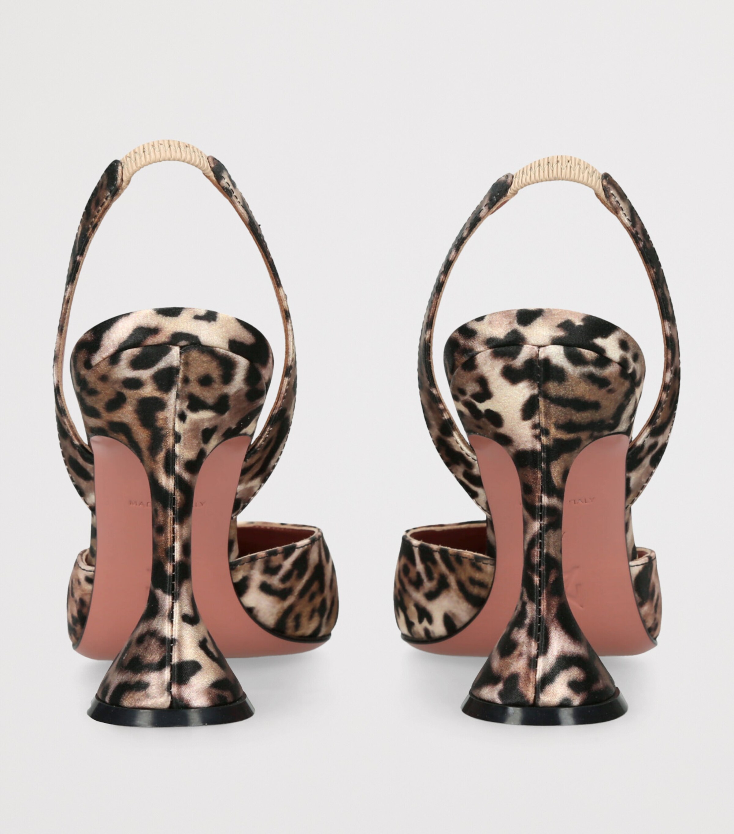 Amina Muaddi Satin Leopard Print Holli Slingback Heels 95 Dk.brn Com Image 2