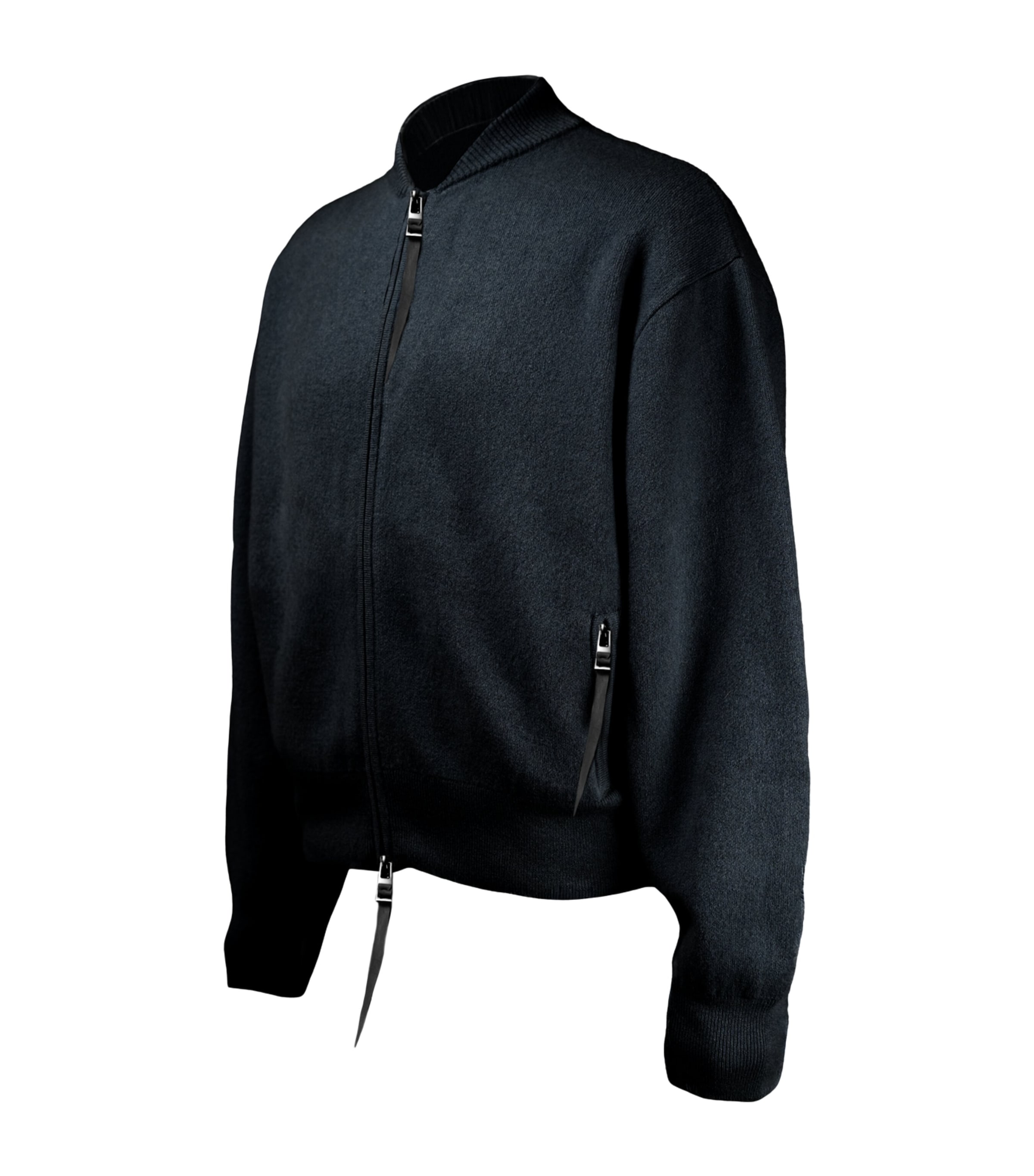 Alan Scott Mens Cashmere Bomber Jacket Black Image 2