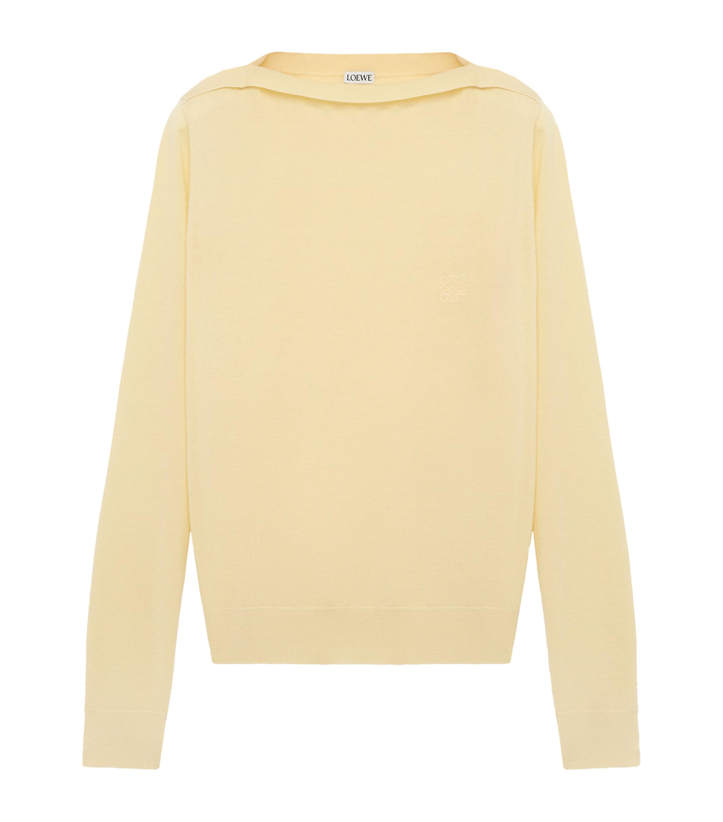 LOEWE Womens Stretch-Wool Boat-Neck Sweater Light Yellow Image 1