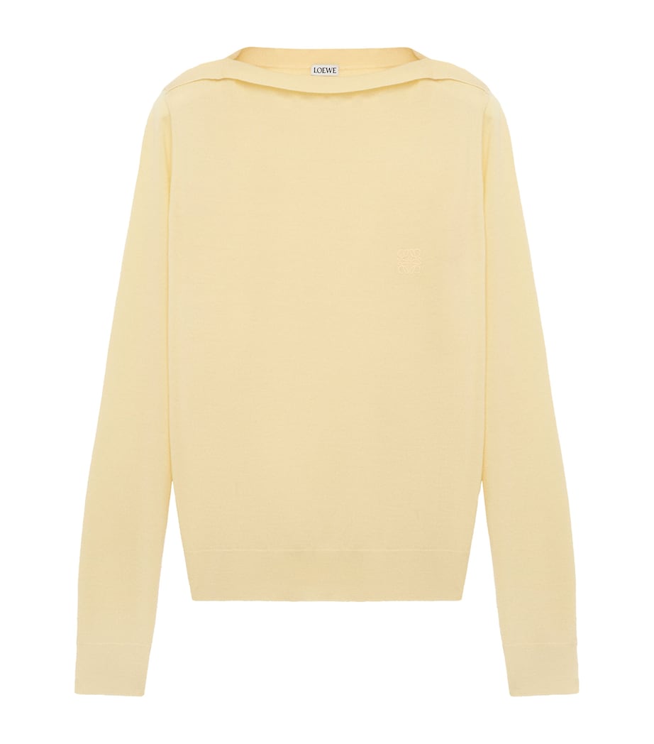 LOEWE Womens Stretch-Wool Boat-Neck Sweater Light Yellow Image 1