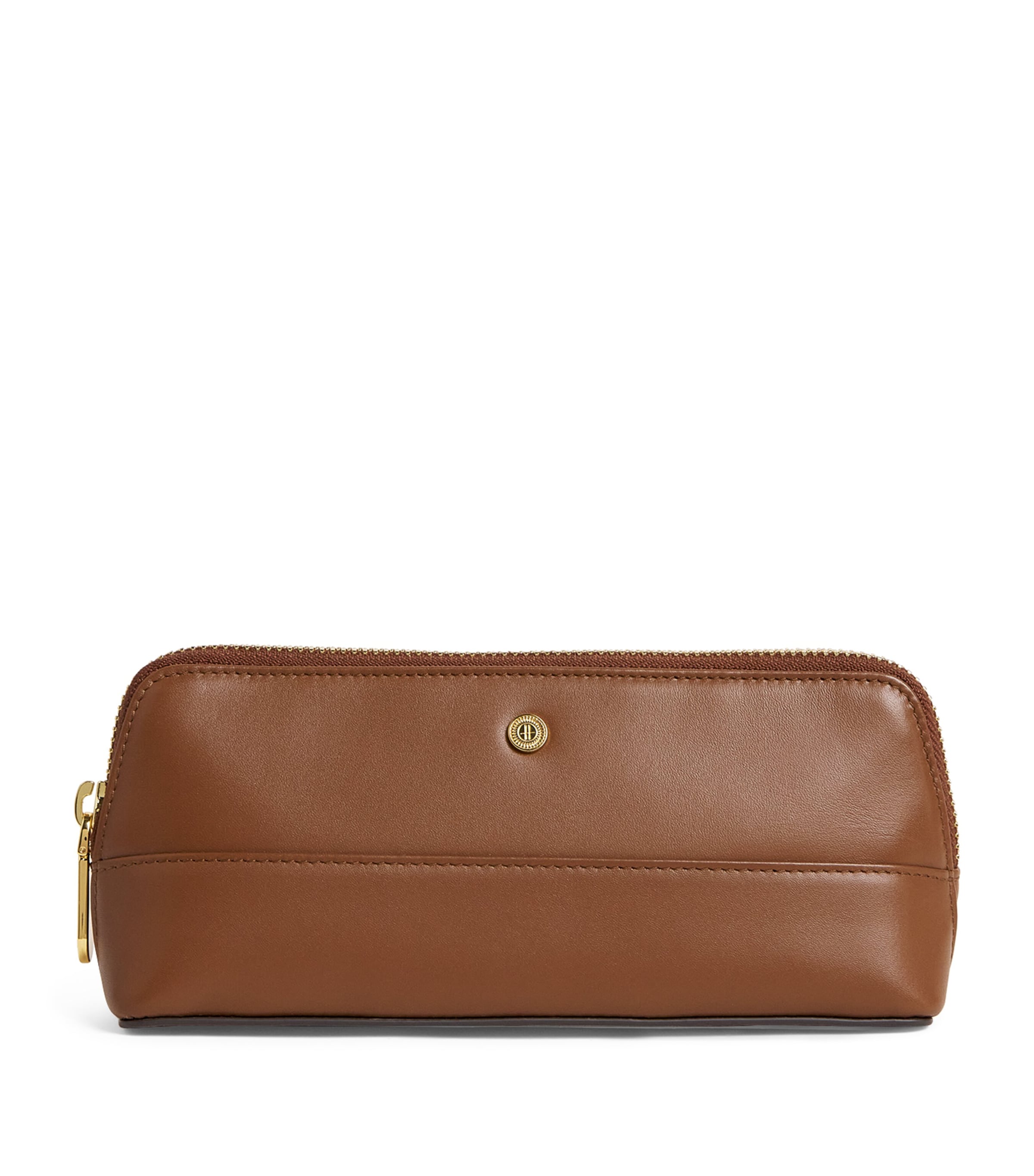 Shop Harrods Leather Pencil Case In Beige