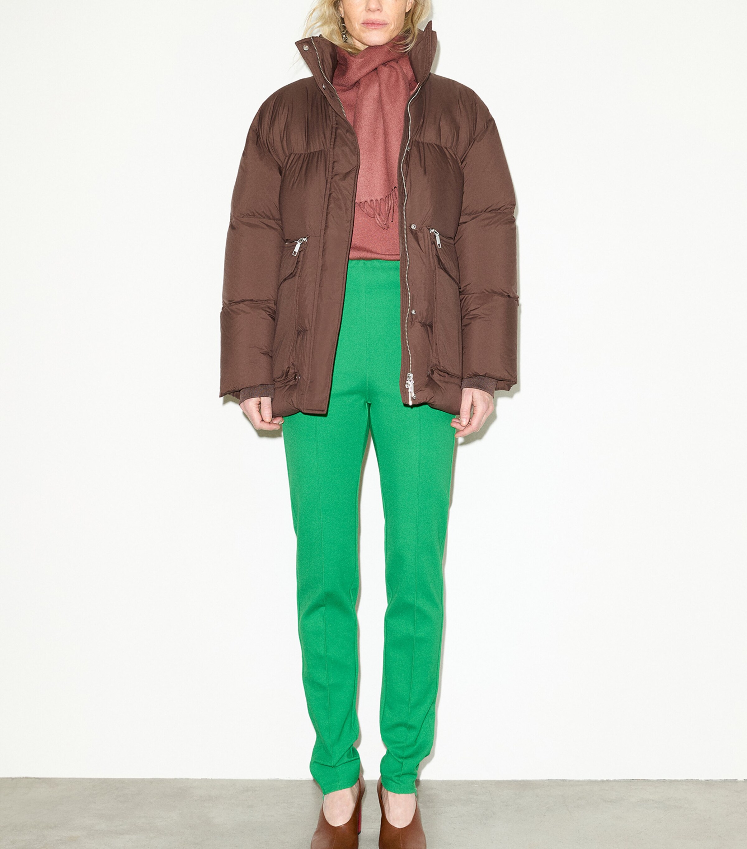 MAX&Co. Womens Cotton Slim-Fit Trousers Green Image 5