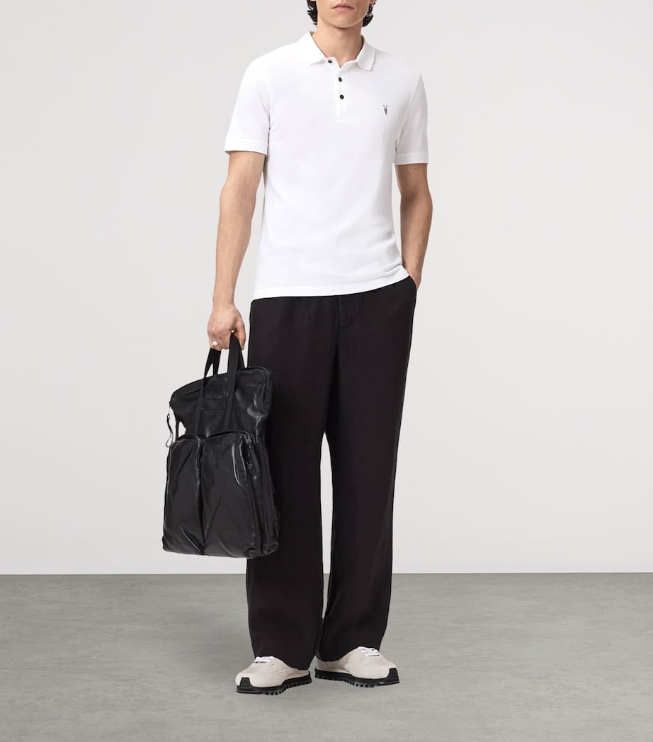 AllSaints Mens Organic Cotton Reform Polo Shirts (Set of 2) White/pitch Green Image 7
