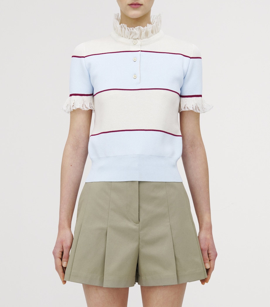 Lace-Trim Stripe Polo Shirt 4332 Image 5